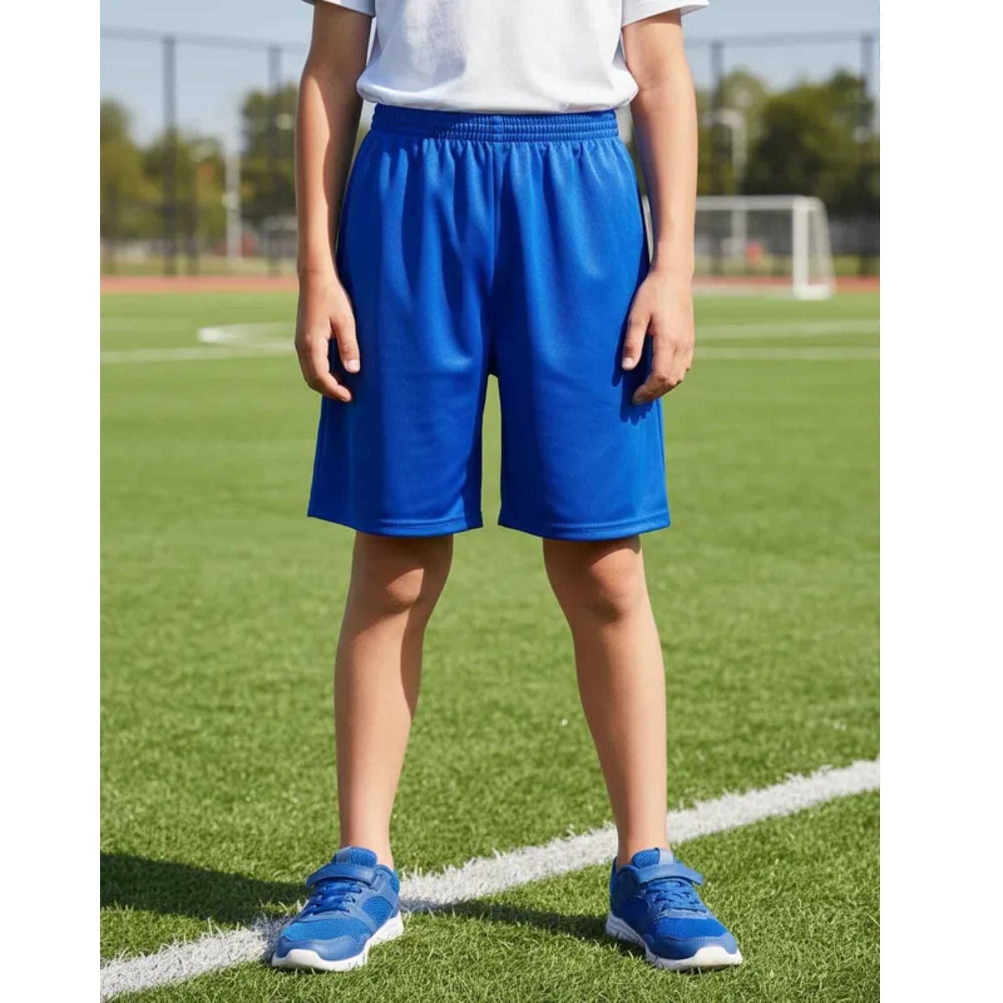 Short De Futbol Niño Azul Liso-6