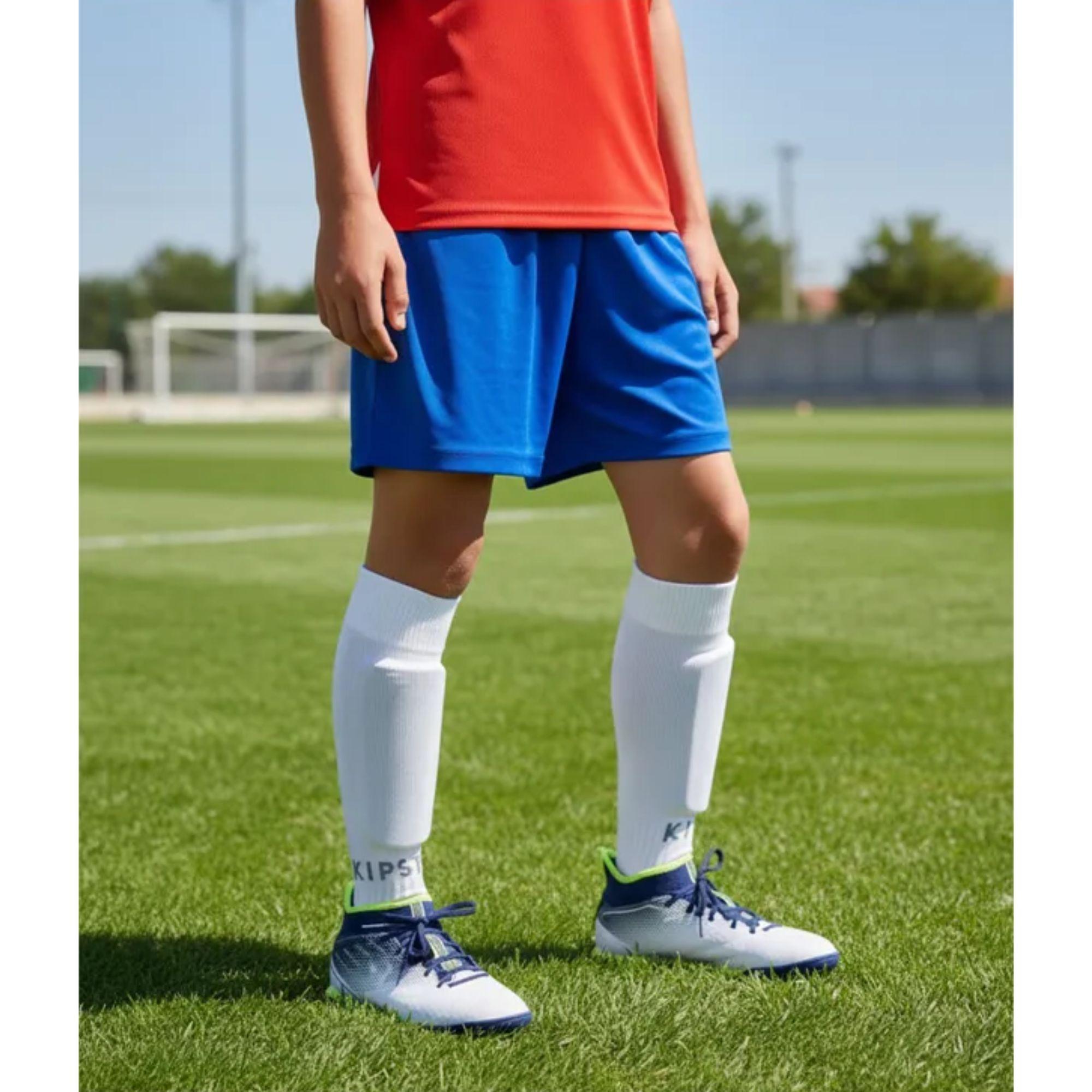 Short De Futbol Niño Azul Liso-7