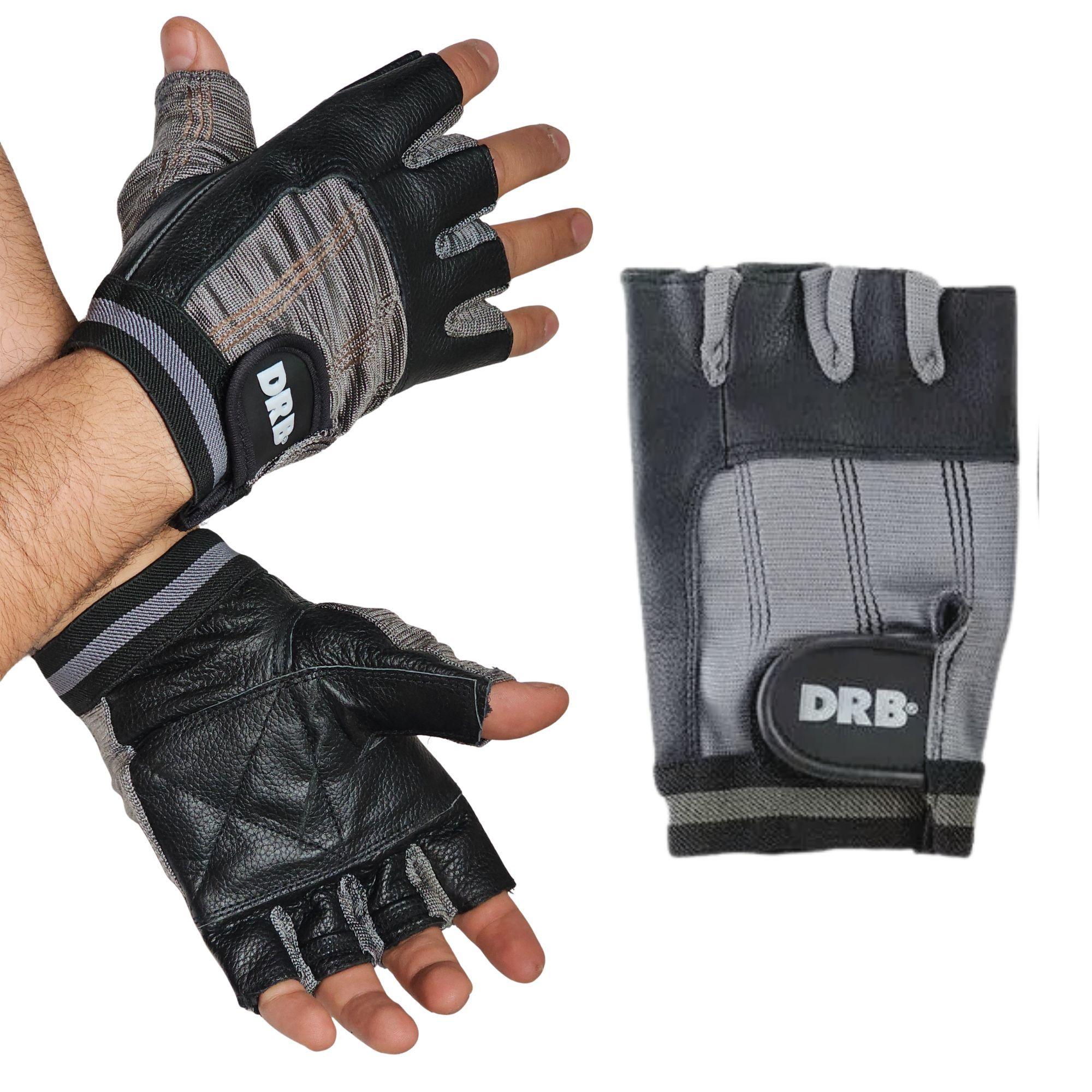 Guantes Fitness Cuero Spandex Drb Negro Pesas Y Gimnasio-3