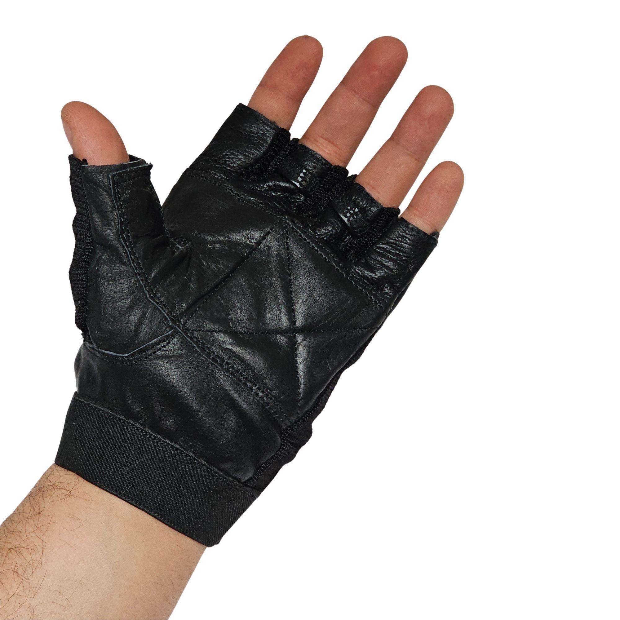 Guantes Fitness Cuero Spandex Drb Negro Pesas Y Gimnasio-6