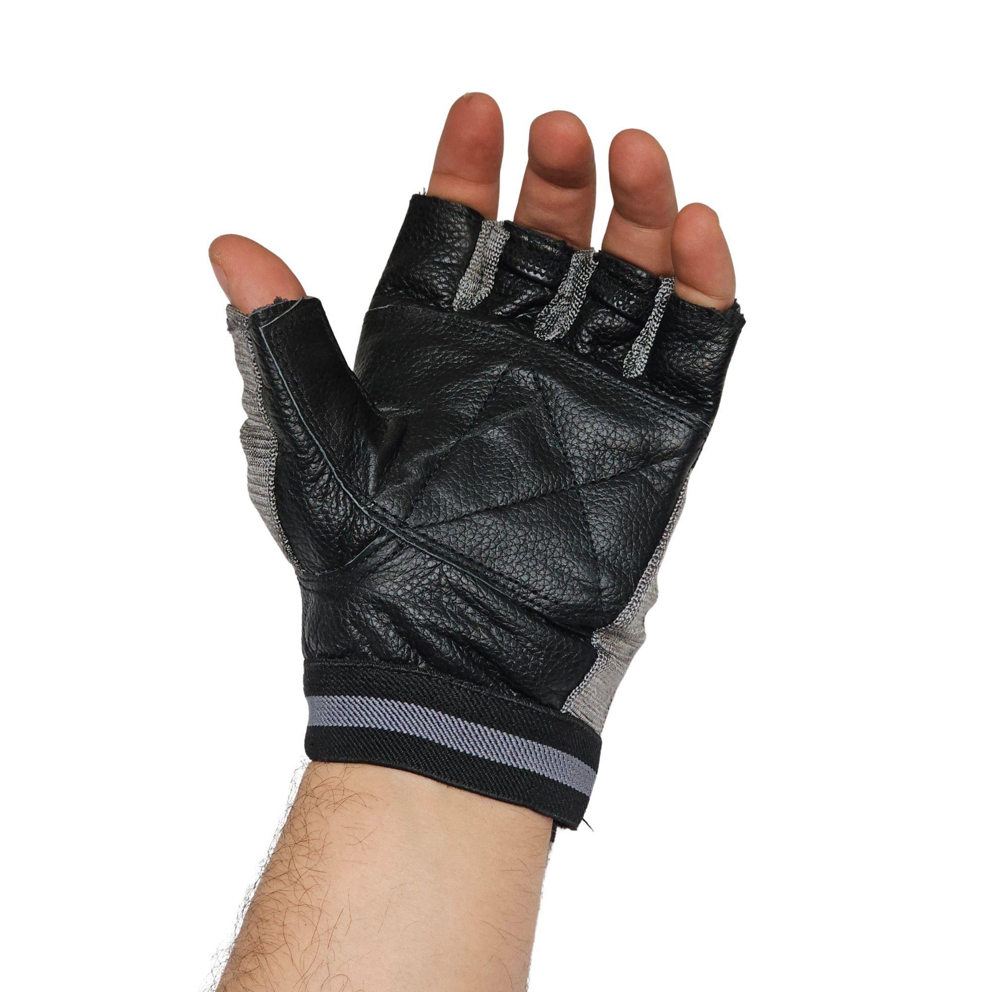 Guantes Fitness Cuero Spandex Drb Negro Pesas Y Gimnasio-7