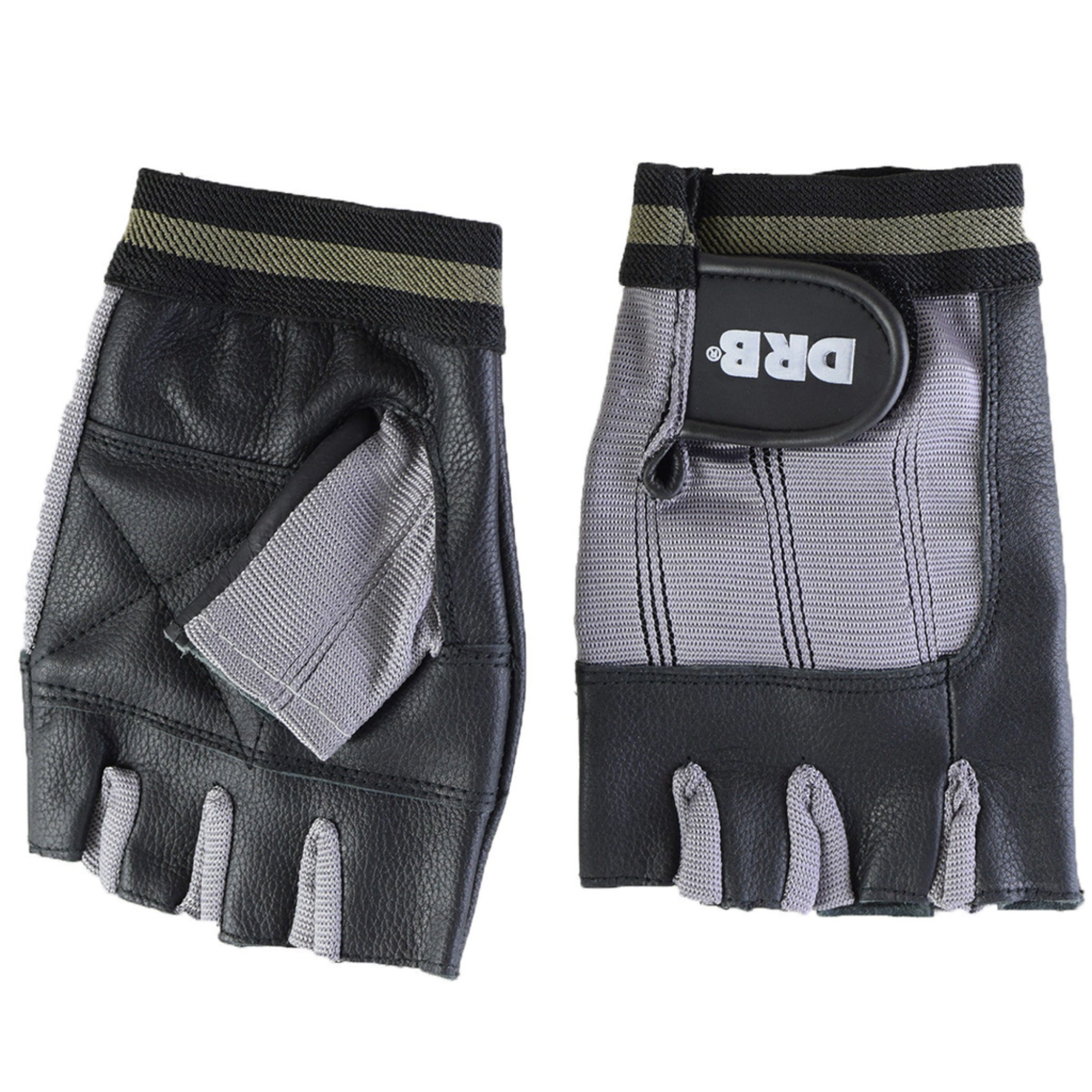 Guantes Fitness Cuero Spandex Drb Negro Pesas Y Gimnasio-3