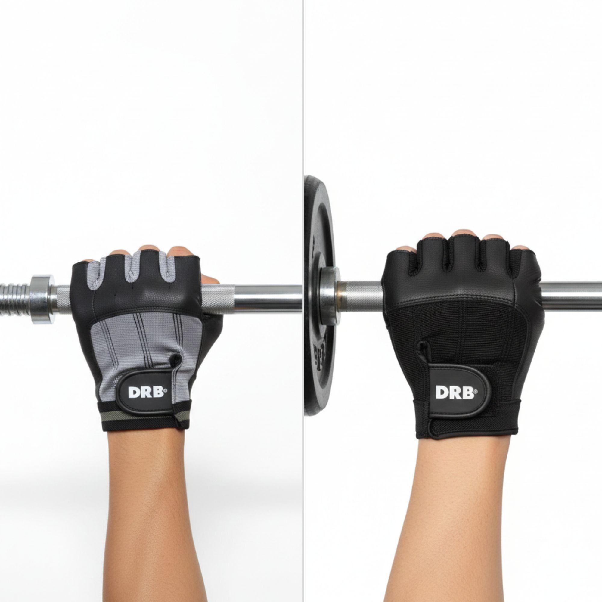 Guantes Fitness Cuero Spandex Drb Negro Pesas Y Gimnasio-6