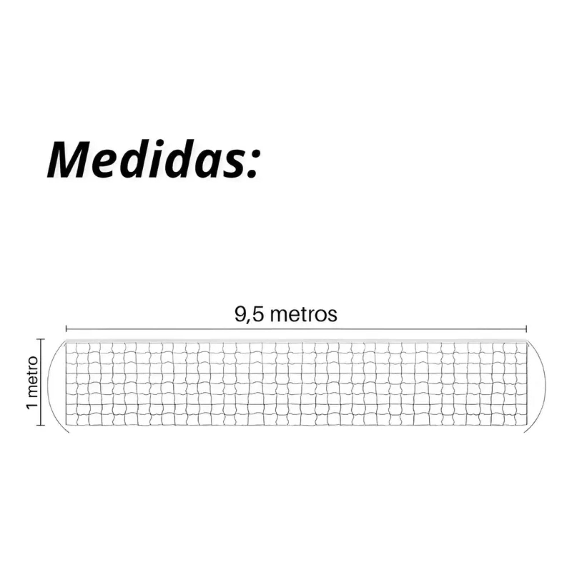 Red Malla Voleibol FRC 9.5x1m Cable Acero 2mm con UV-2