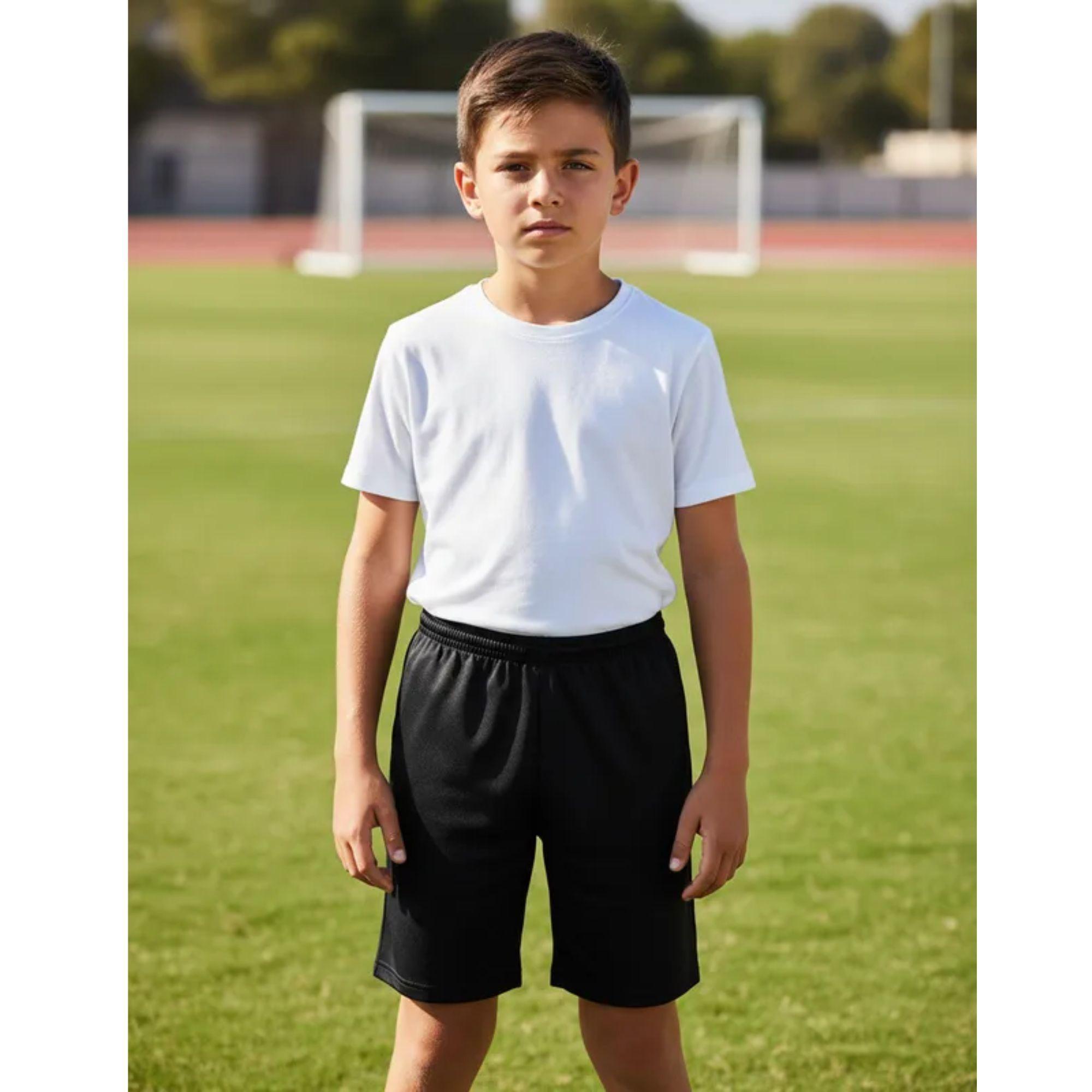 Short De Futbol Niño Negro Liso-5