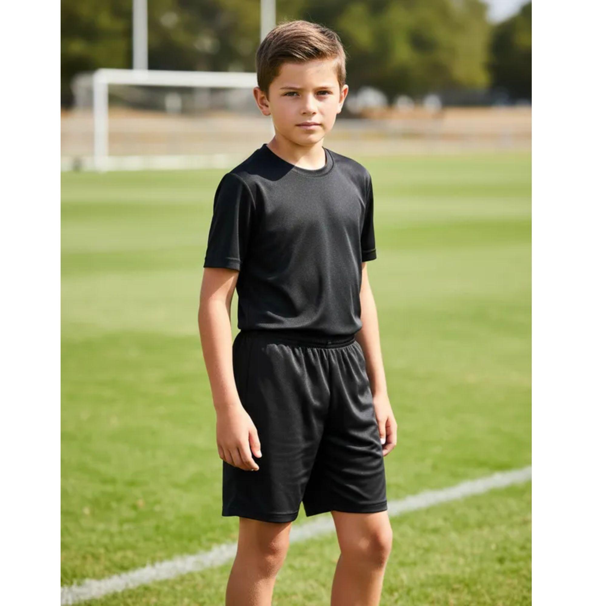Short De Futbol Niño Negro Liso-6