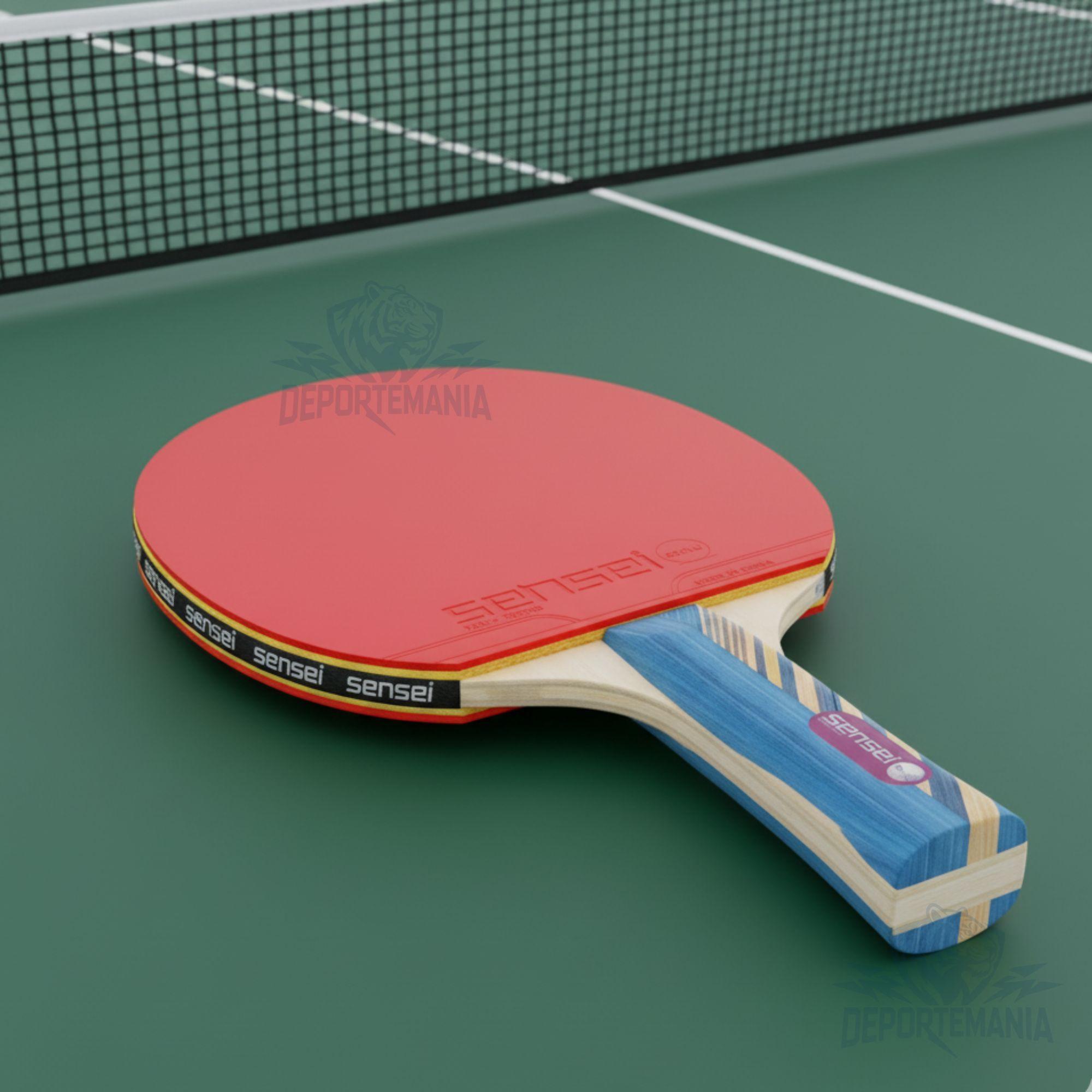 Paleta De Ping Pong Sensei 3 Star Negra Y Roja-2