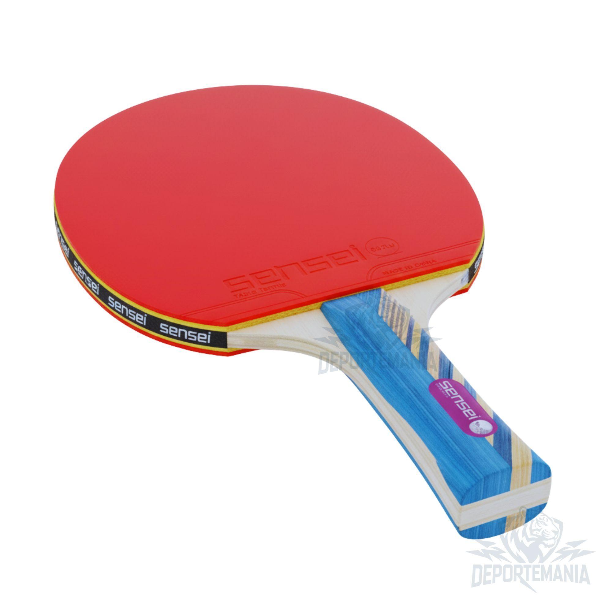 Paleta De Ping Pong Sensei 3 Star Negra Y Roja-5