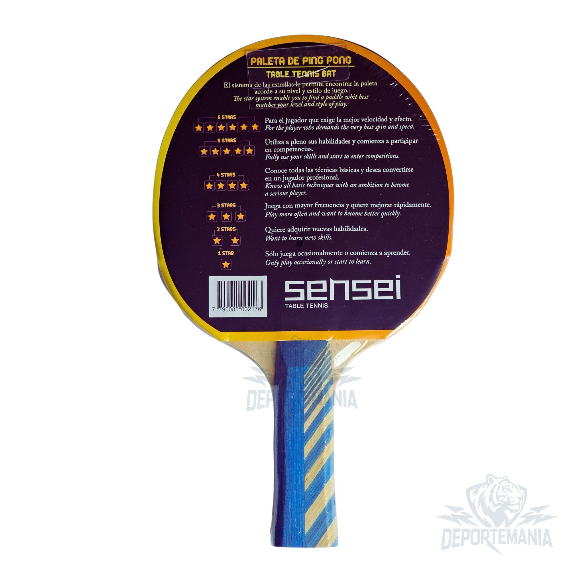 Paleta De Ping Pong Sensei 3 Star Negra Y Roja-9