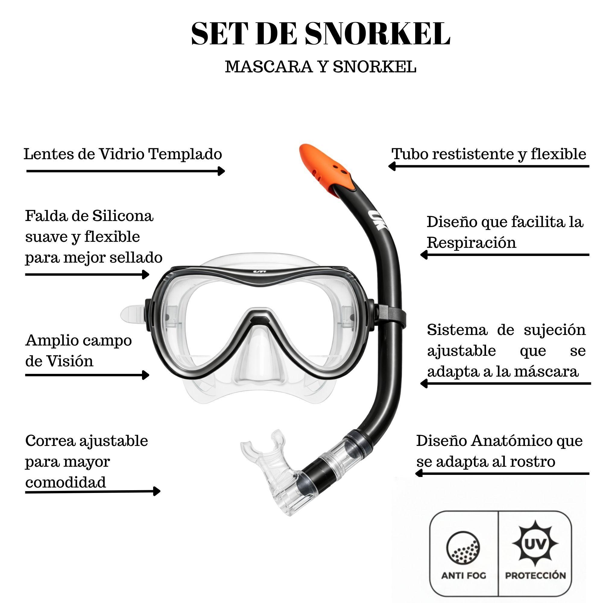 Set Máscara Buceo + Snorkel Junior Uktime-3