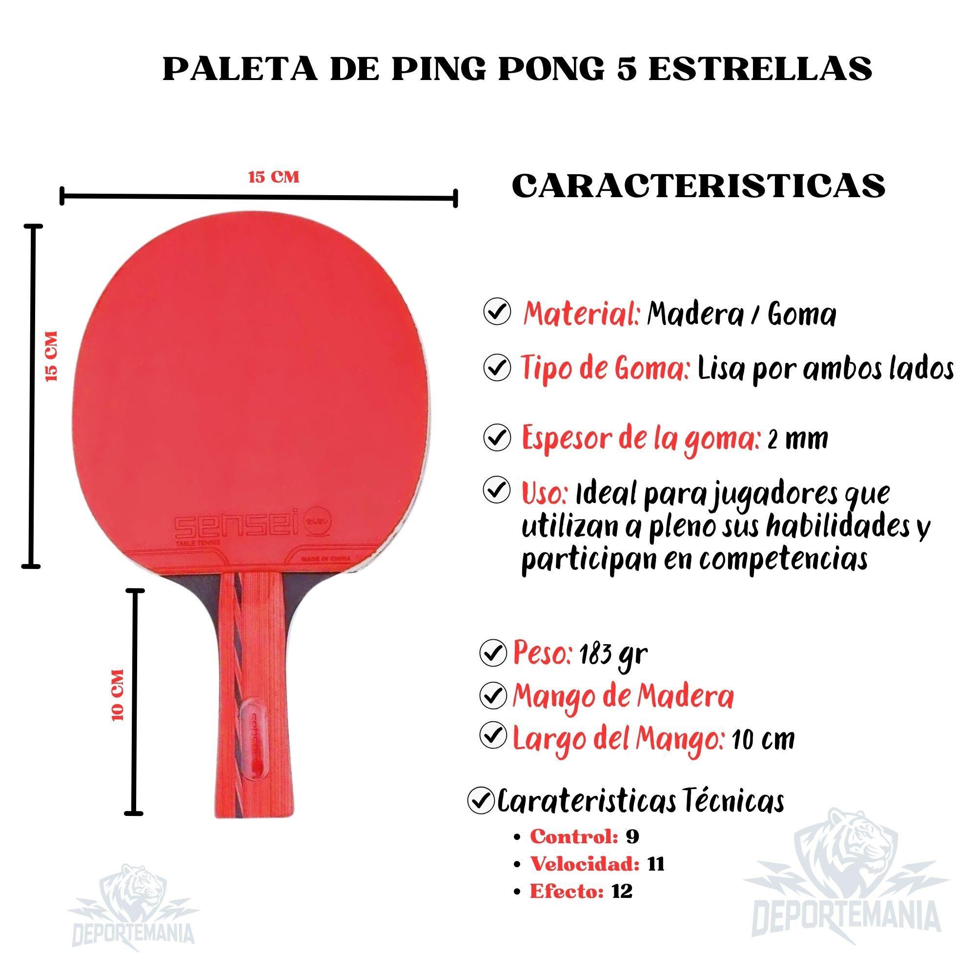 Paleta De Ping Pong Sensei 5 Star Negra Y Roja-2