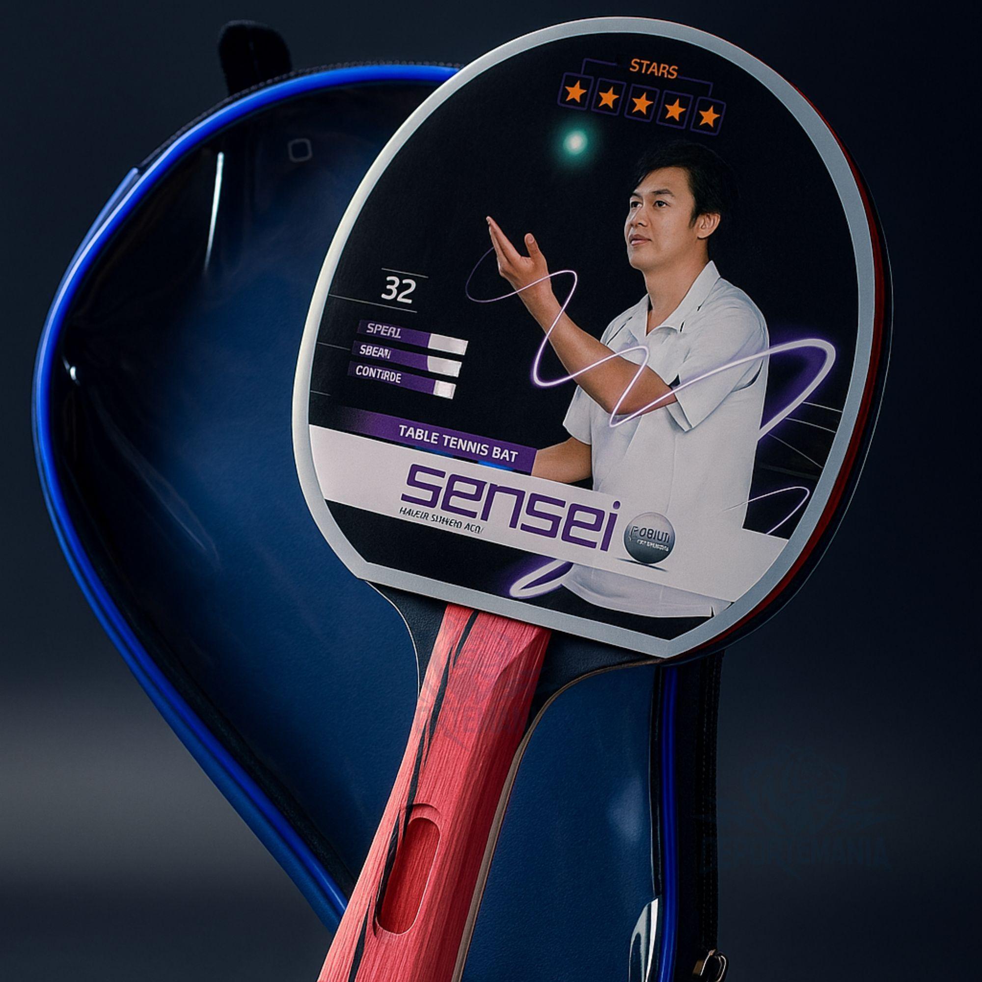 Paleta De Ping Pong Sensei 5 Star Negra Y Roja-5