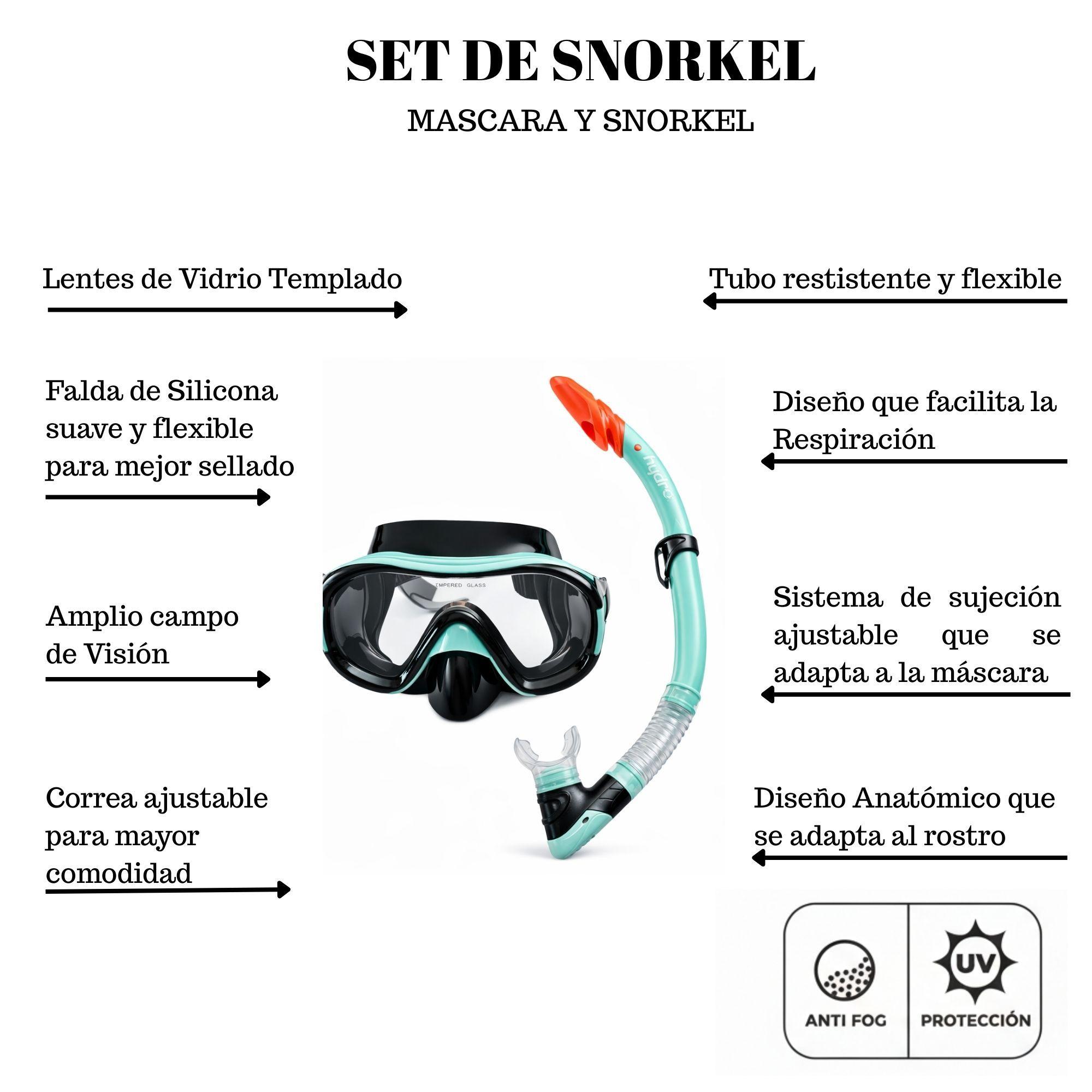 Set Máscara Buceo + Snorkel Adulto Hydro®-1