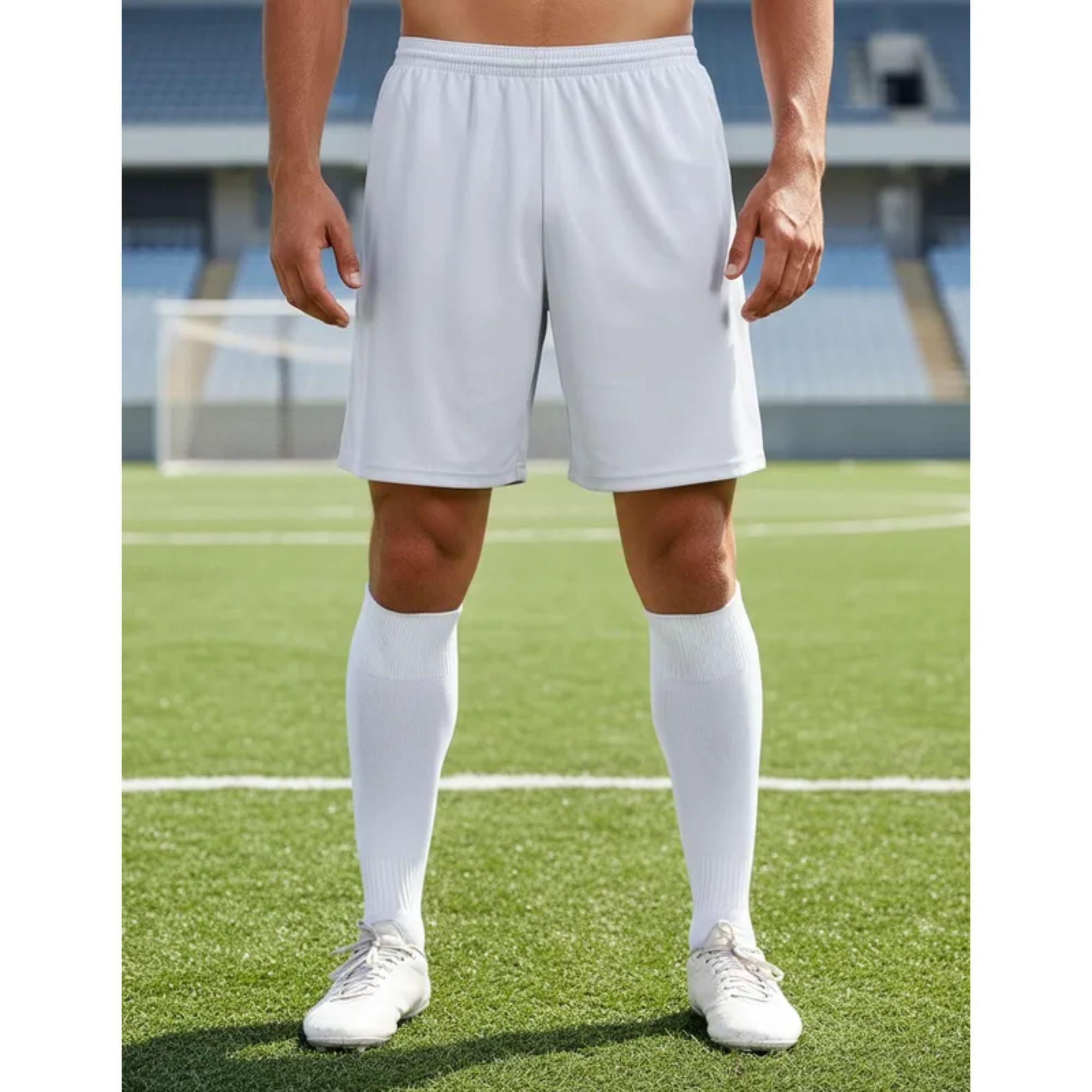 Short De Futbol Blanco Liso Costuras Reforzadas-7