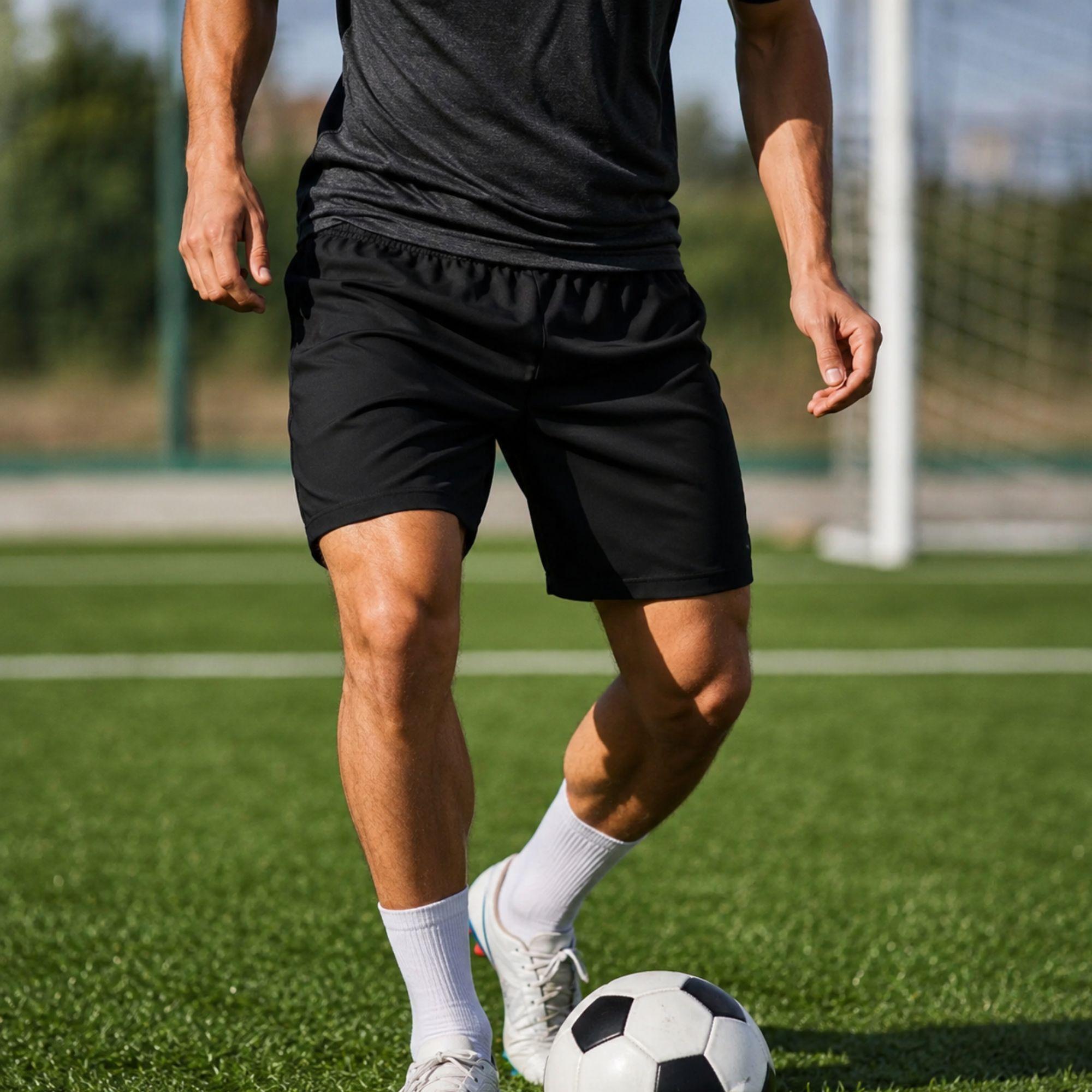 Short Futbol Liso Negro Costuras Reforzadas Adulto-5