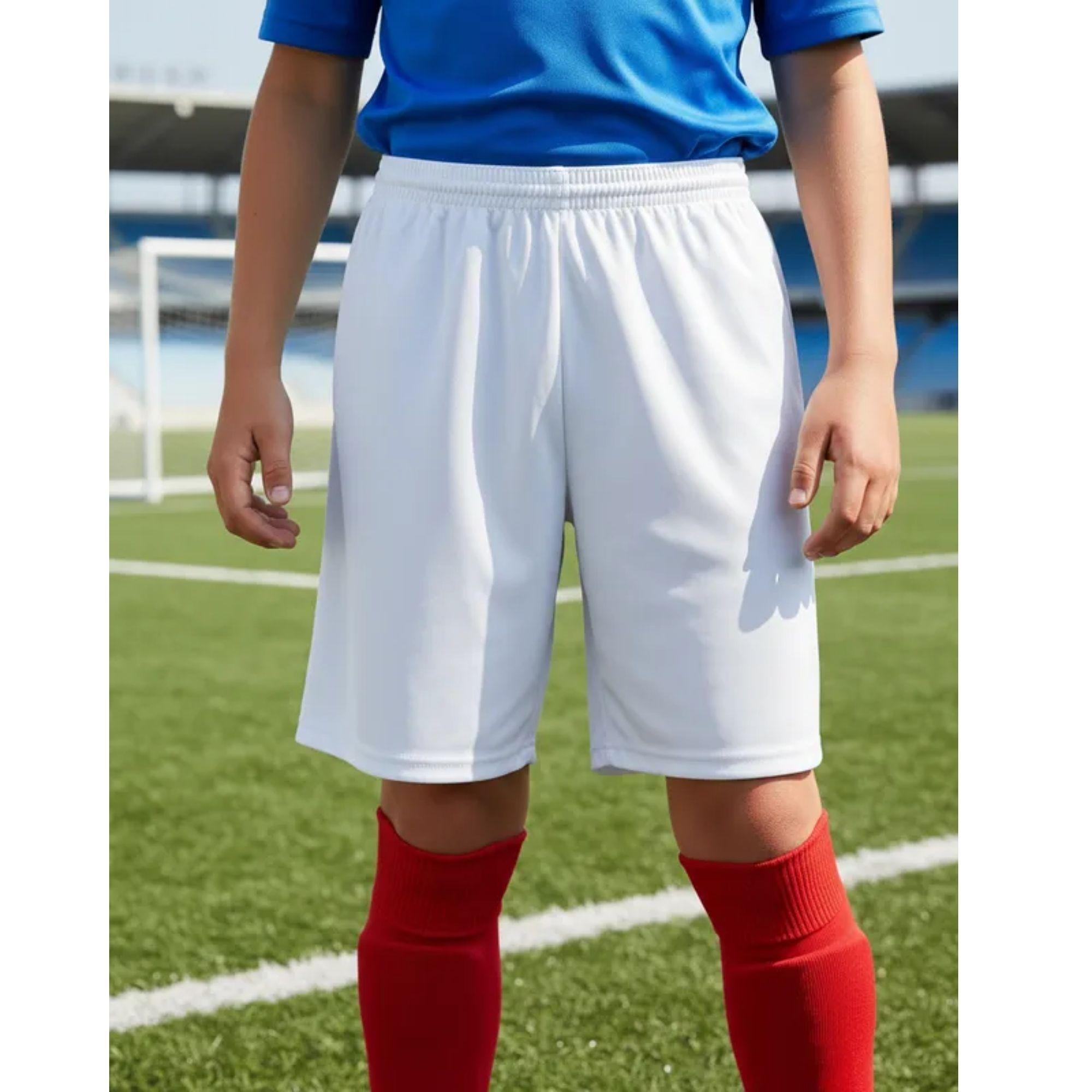 Short De Futbol Niño Blanco Liso-5