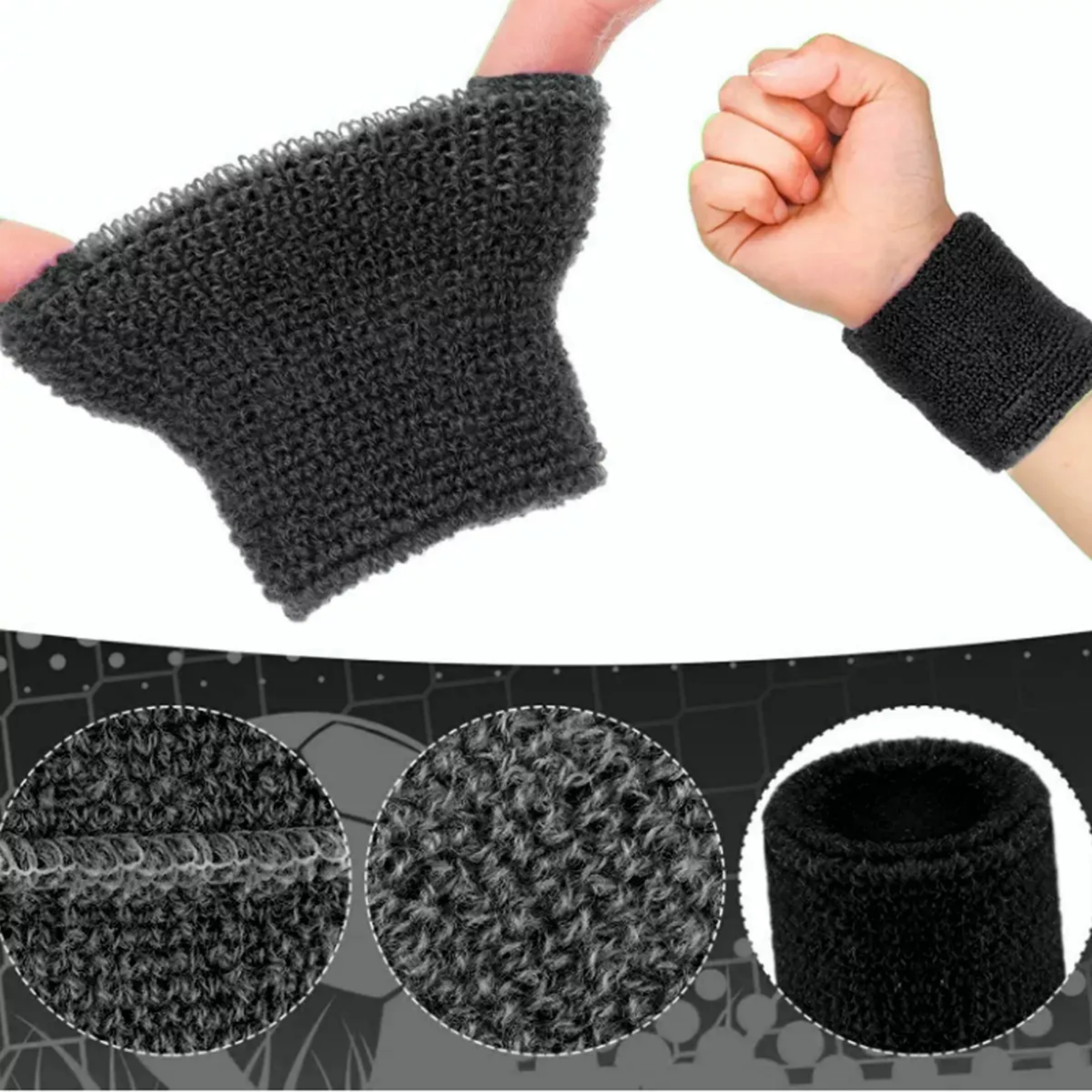 Par Muñequera de Tenis Deportiva Sudor Unisex-8