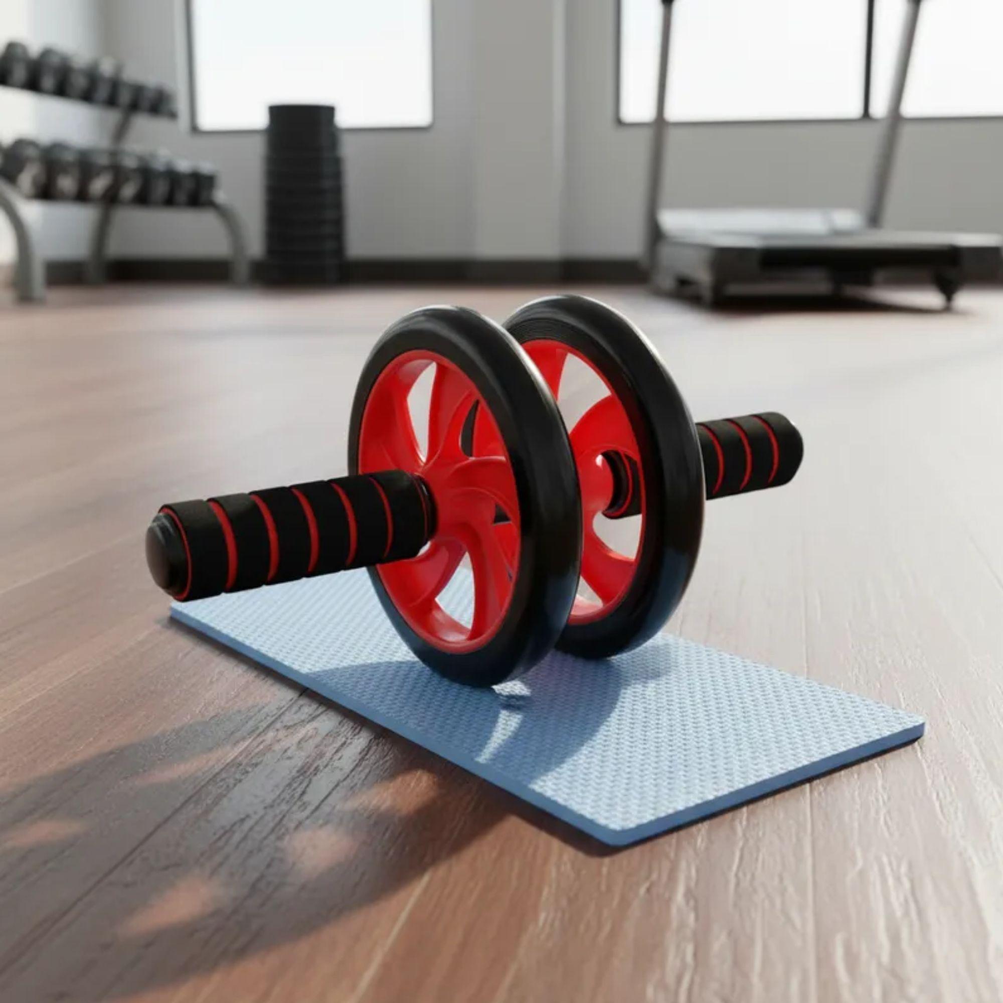 Rueda Abdominal Doble Profesional + Mat Rodillas Gym olymphus