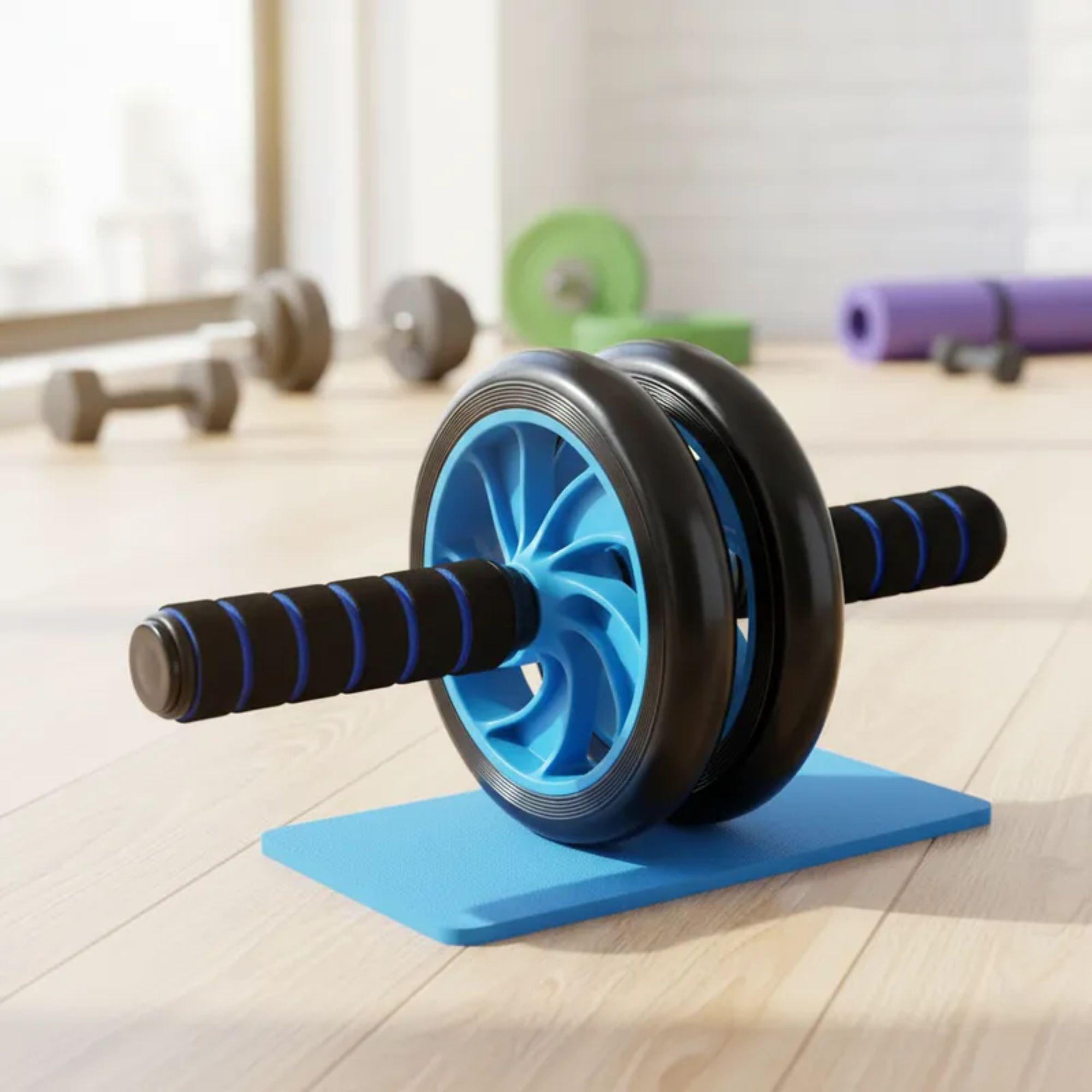 Rueda Abdominal Doble Profesional + Mat Rodillas Gym olymphus