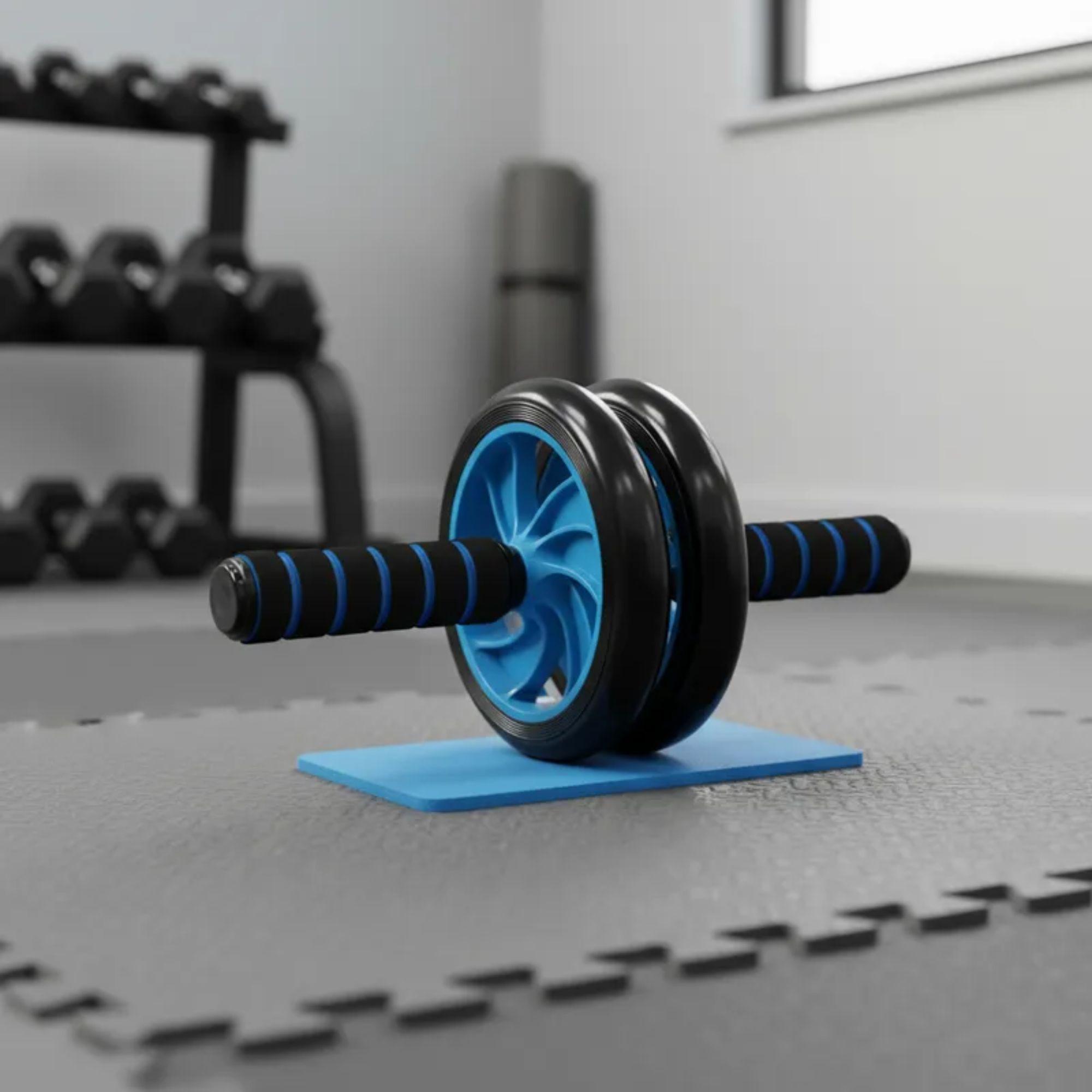 Rueda Abdominal Doble Profesional + Mat Rodillas Gym olymphus