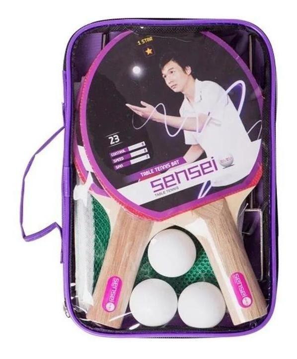 Set Completo De Ping Pong 2 Paletas+3 Pelotas+red Sensei Drb-3