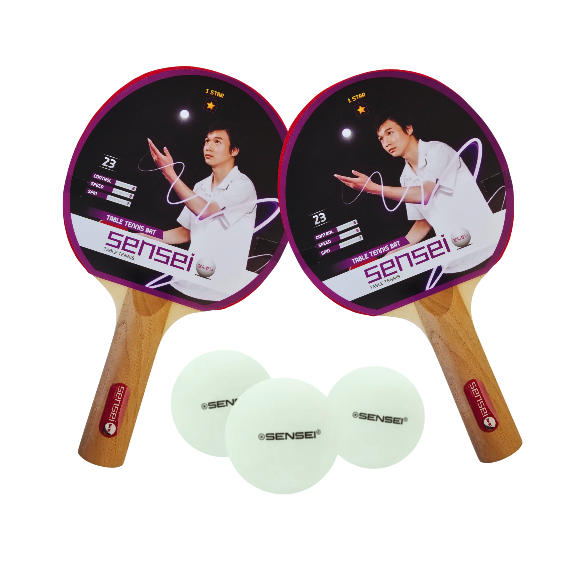 Set Completo De Ping Pong 2 Paletas+3 Pelotas+red Sensei Drb-6