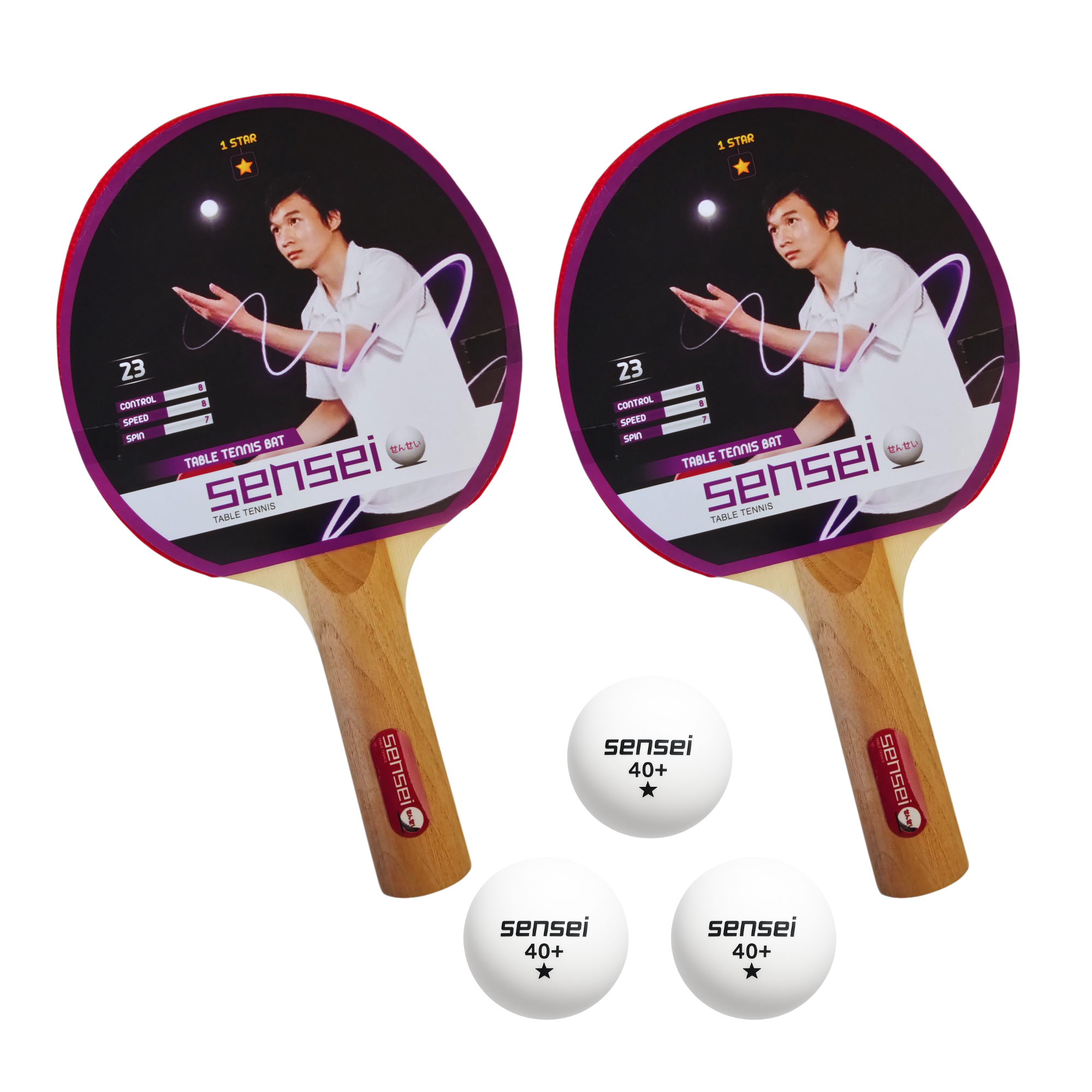 Set Completo De Ping Pong 2 Paletas+3 Pelotas+red Sensei Drb-7