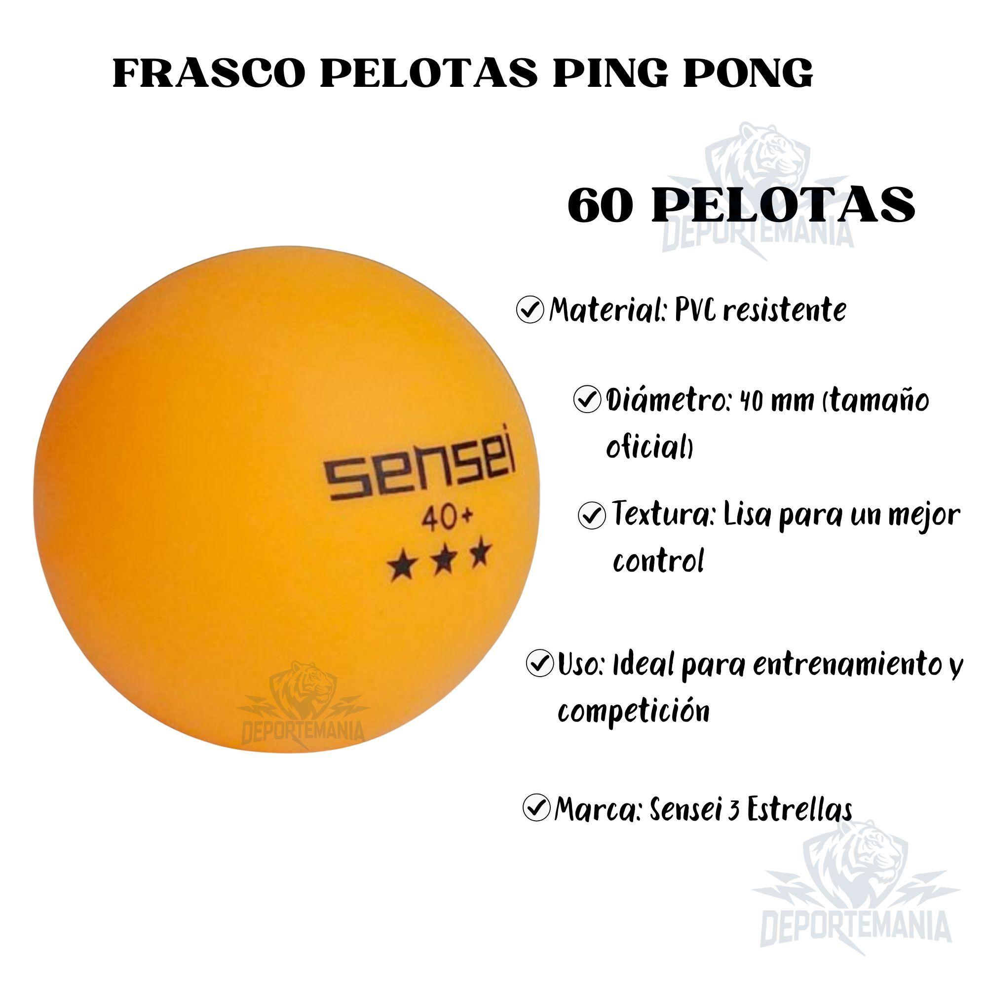 Pelotas De Ping Pong Sensei® 3 Estrellas Frasco 60 Unid.-1