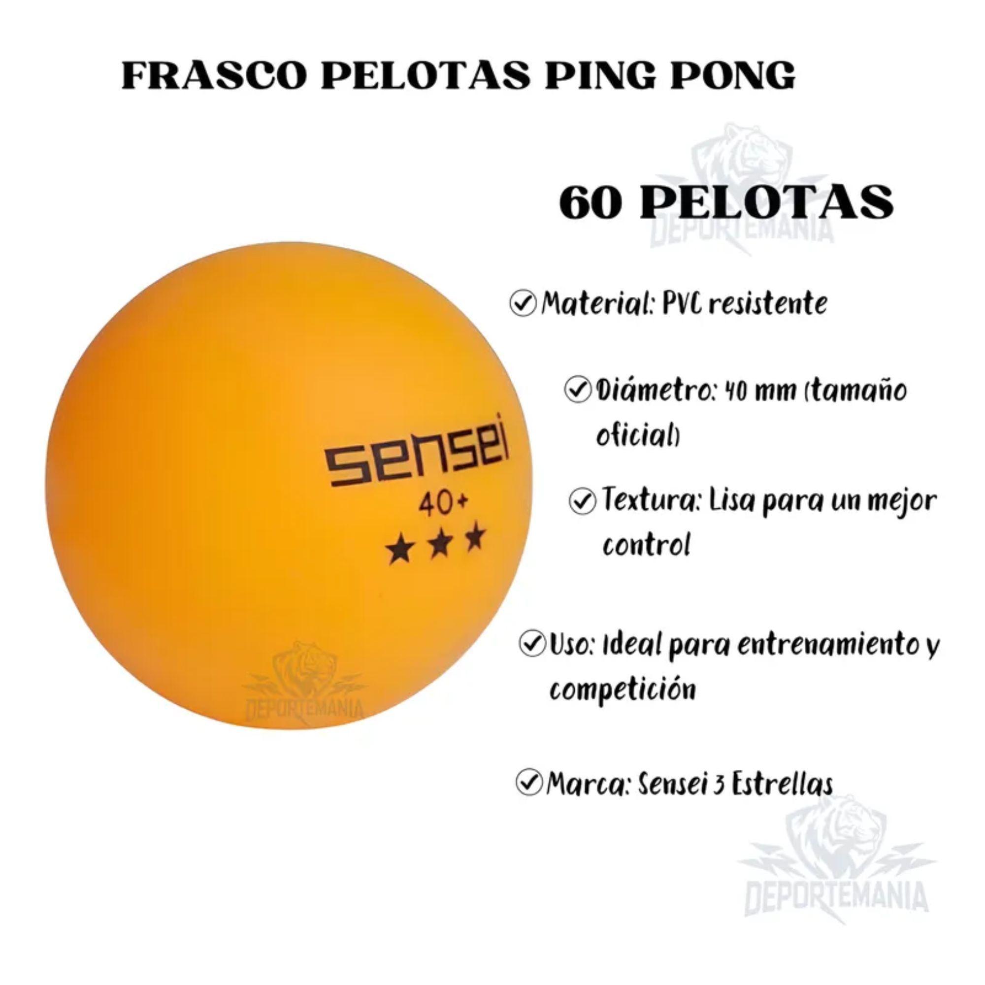 Pelotas De Ping Pong Sensei® 3 Estrellas Frasco 60 Unid.-2