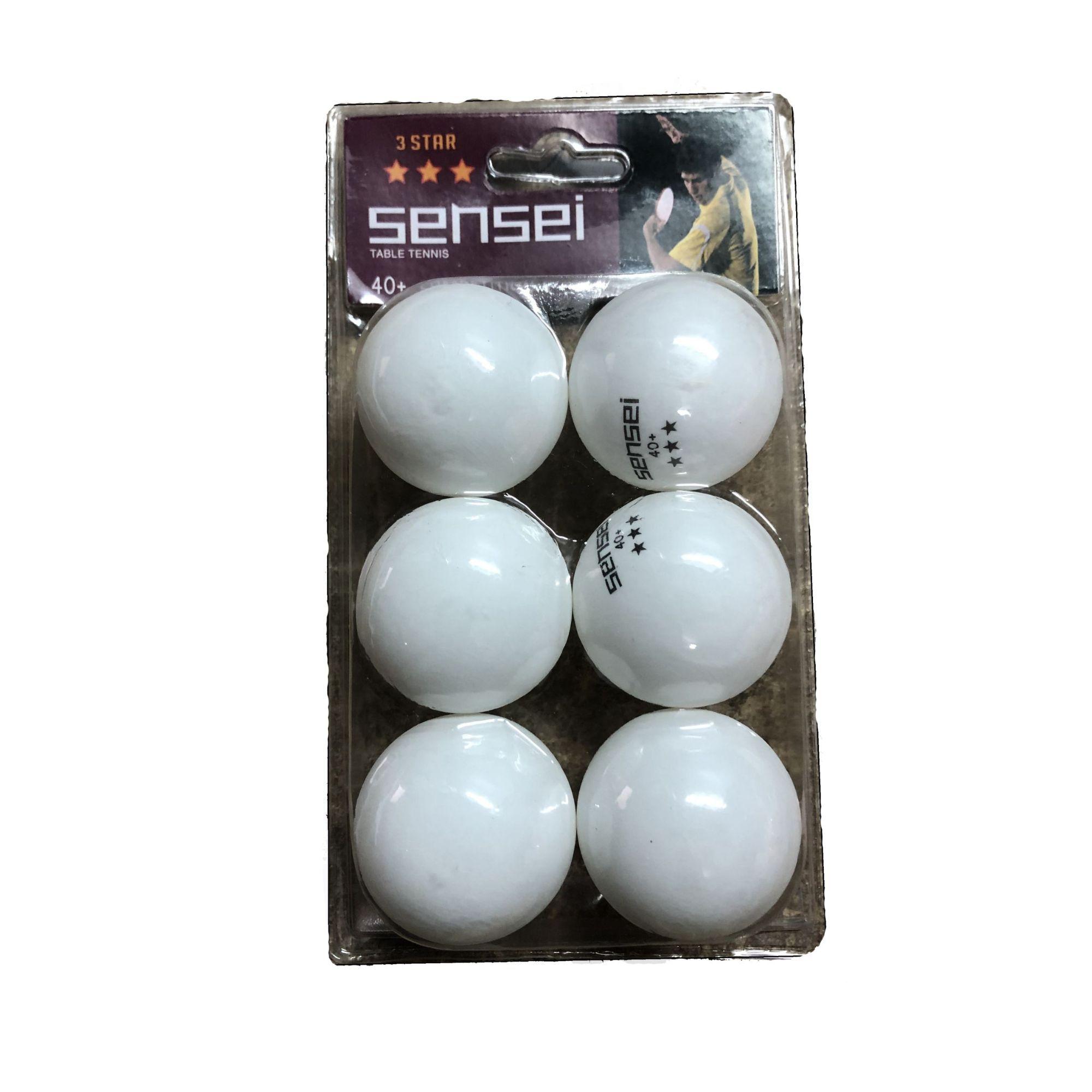 Set 6 Pelotas Ping Pong 3 Estrellas Sensei® - Tenis De Mesa-0