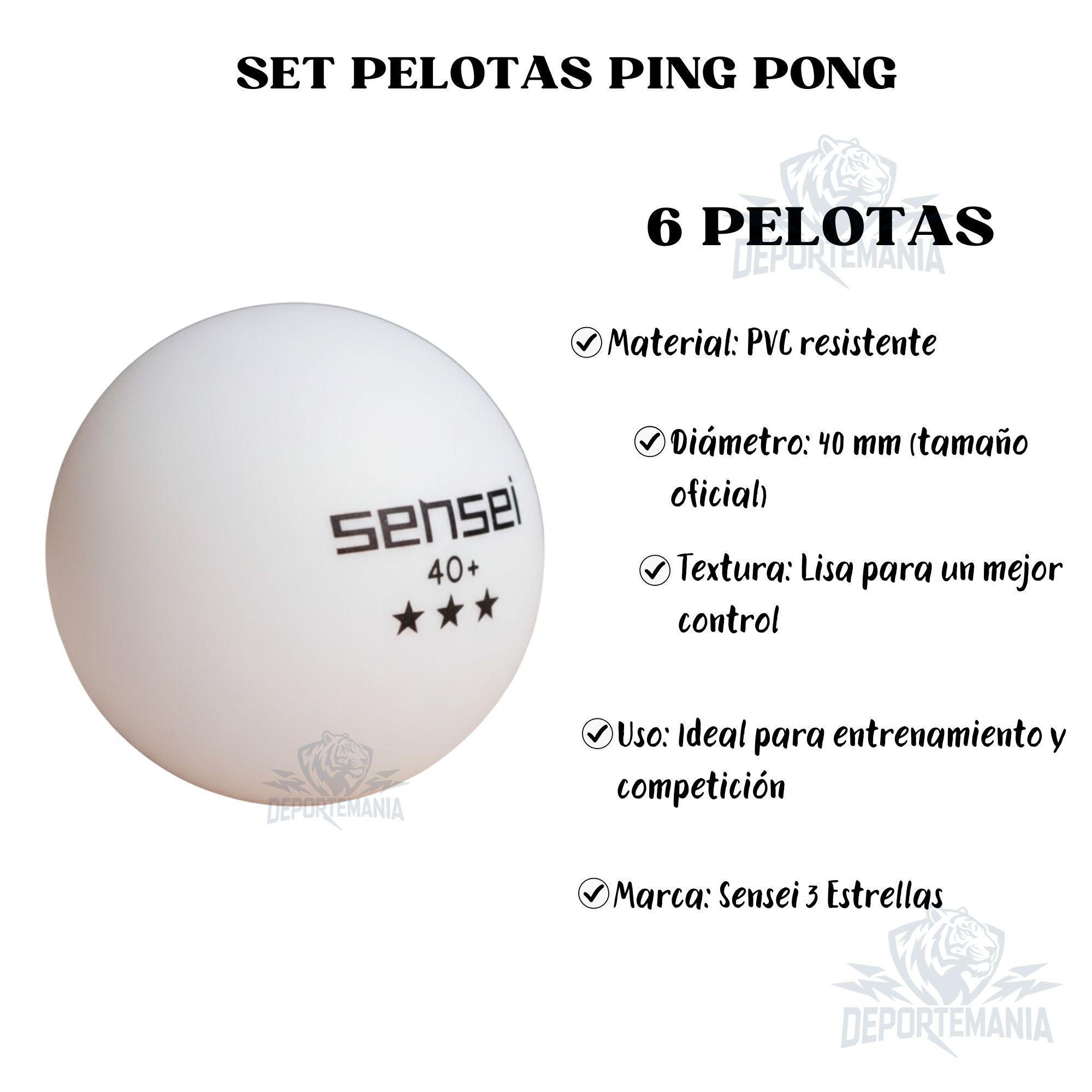 Set 6 Pelotas Ping Pong 3 Estrellas Sensei® - Tenis De Mesa-1