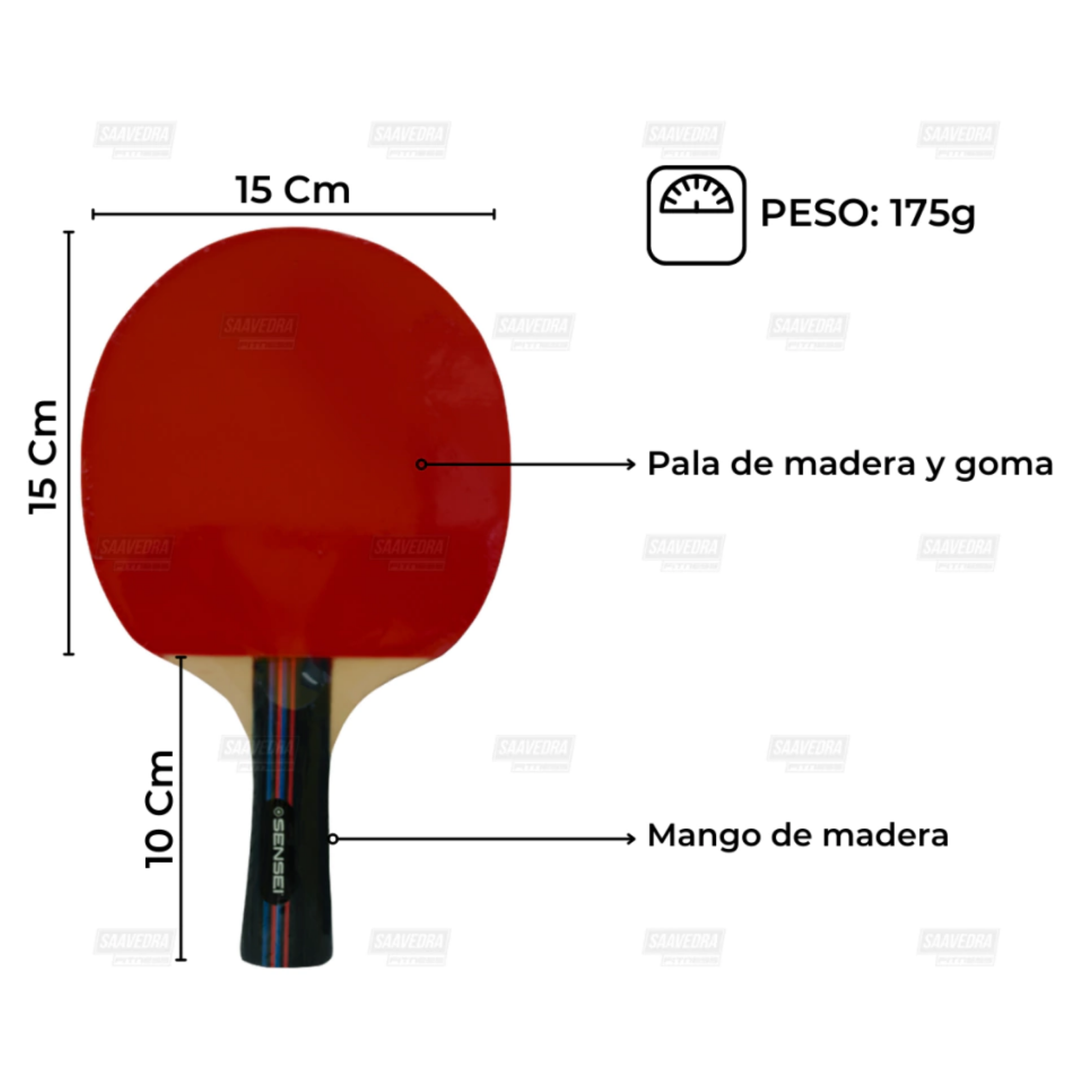 Set Ping Pong 2 Paletas+red Retráctil+3 Pelotas Sensei-6