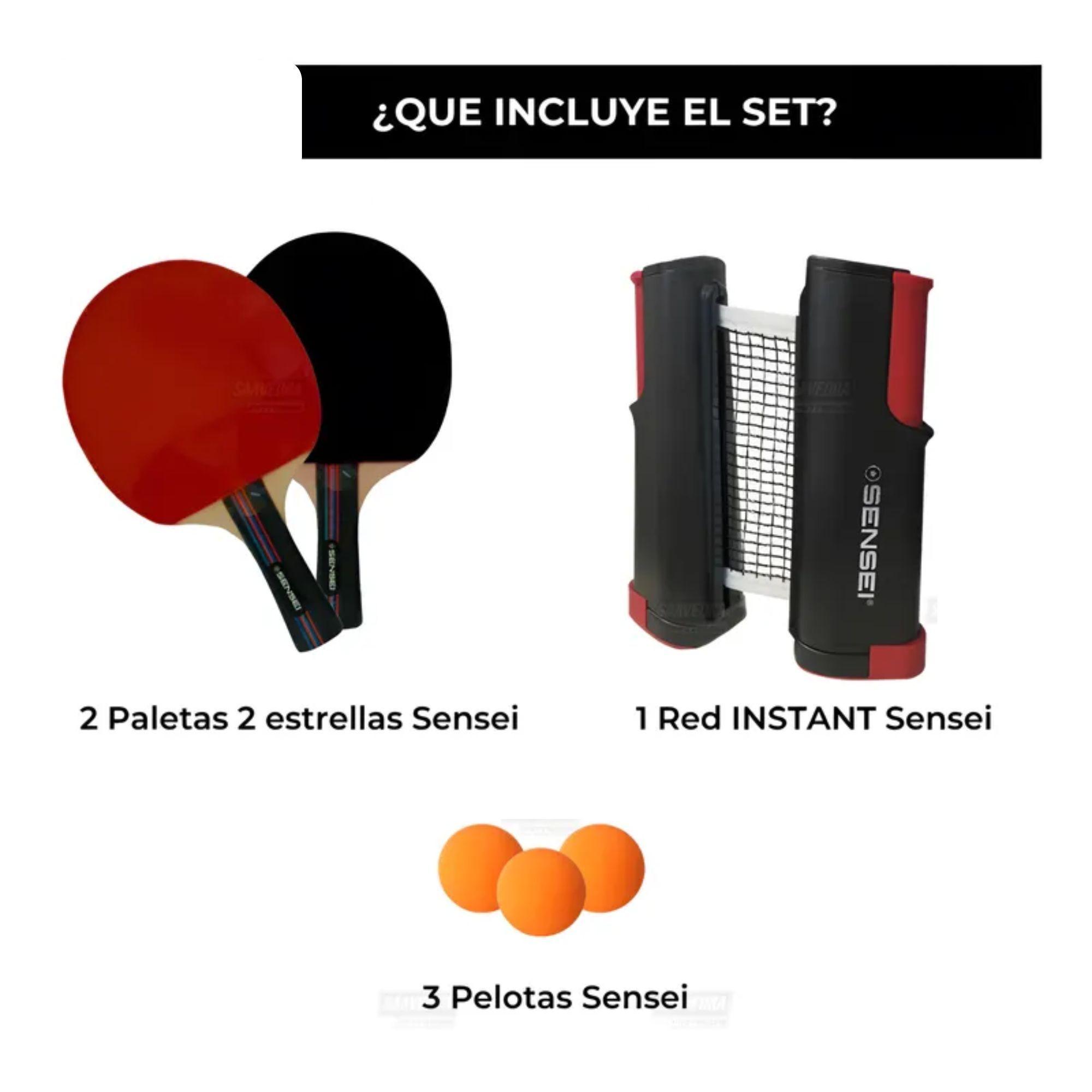 Set Ping Pong 2 Paletas+red Retráctil+3 Pelotas Sensei-4