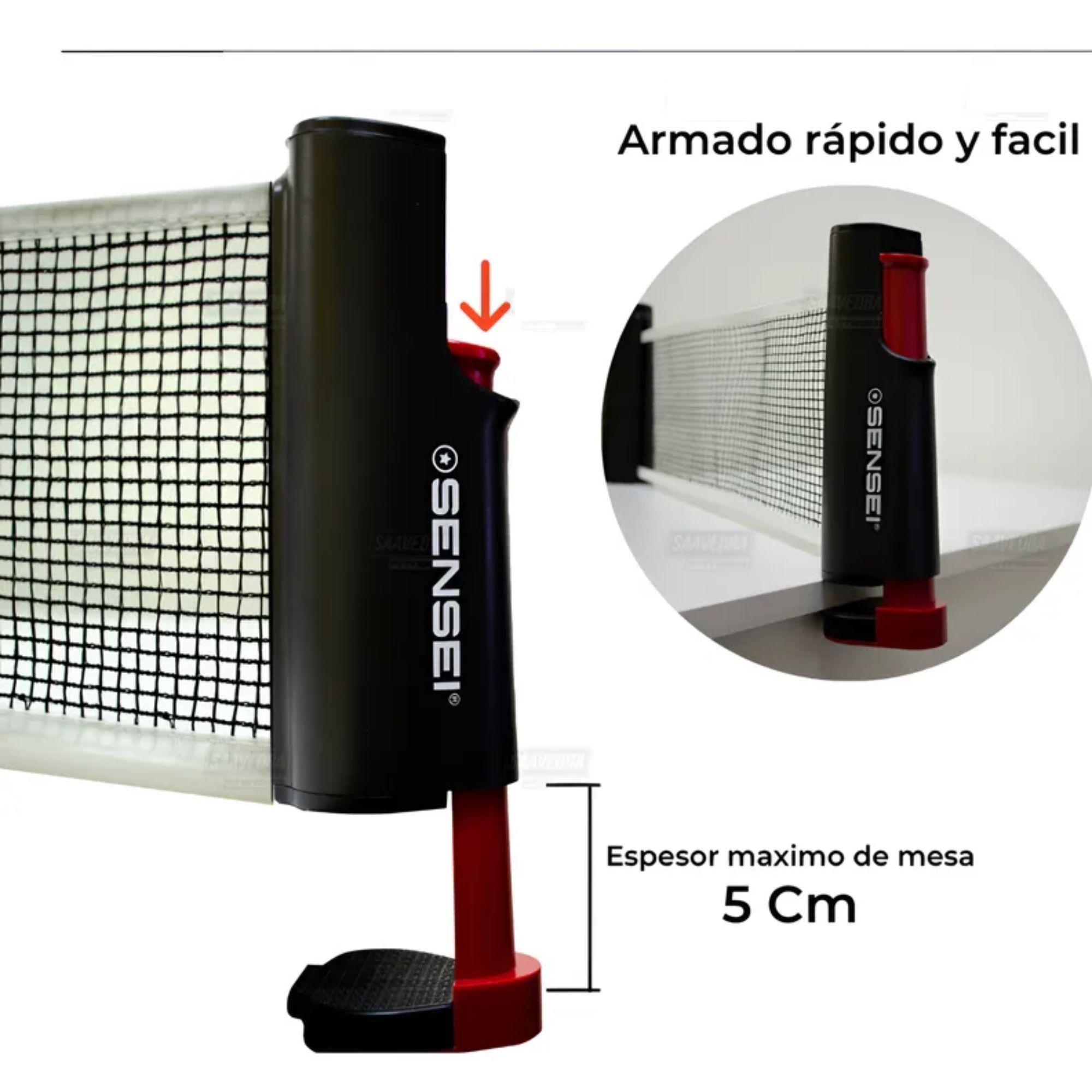 Set Ping Pong 2 Paletas+red Retráctil+3 Pelotas Sensei-6