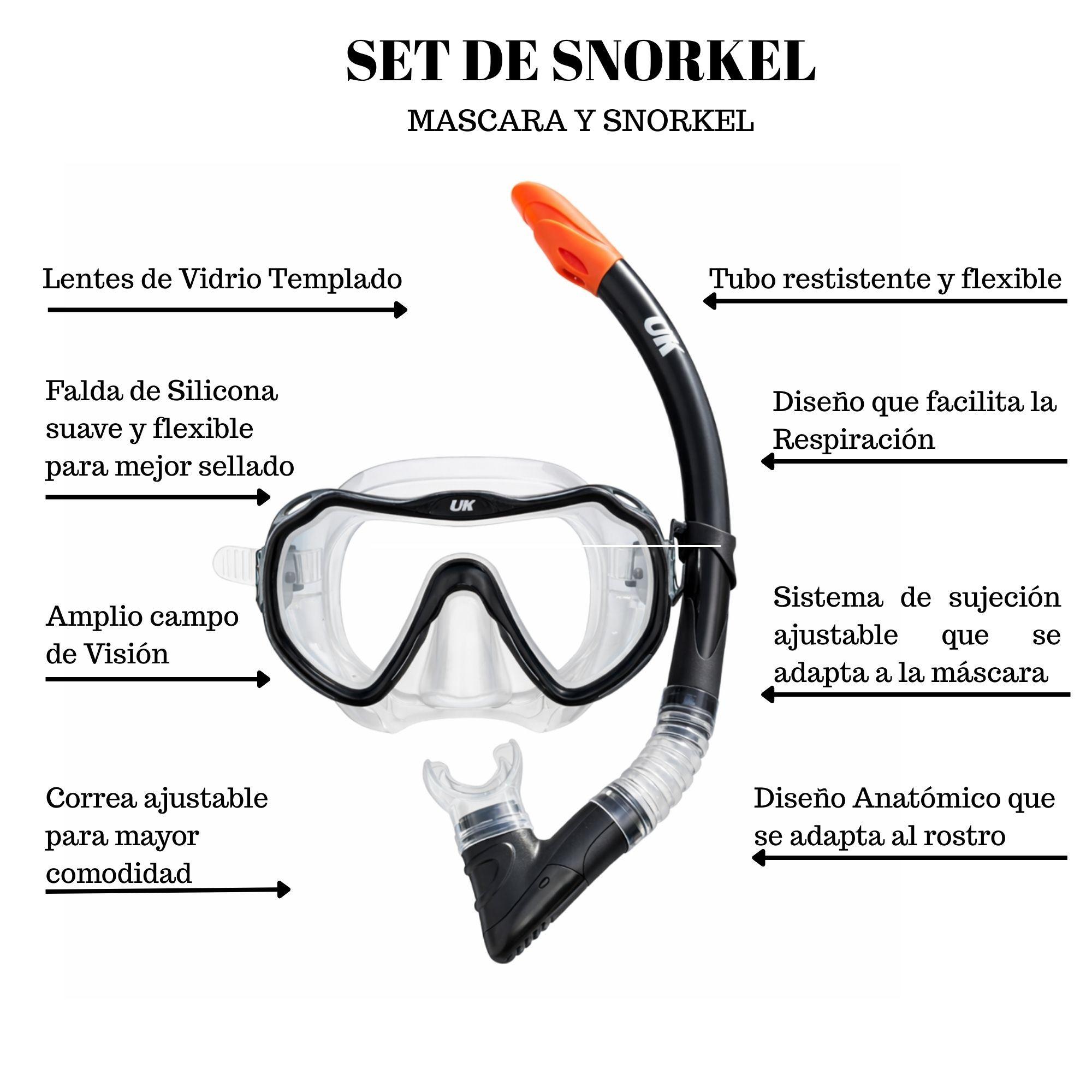 Set Máscara Buceo + Snorkel Adulto Uktime-3