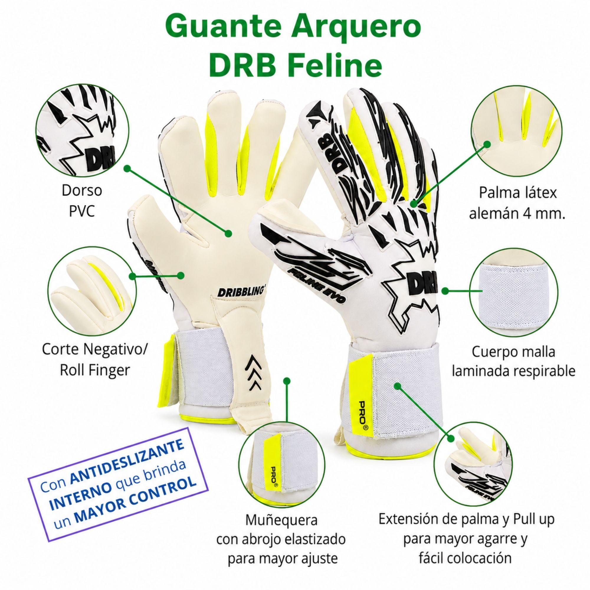 Guantes de Arquero DRB Feline Pro Blanco Corte Negativo-3