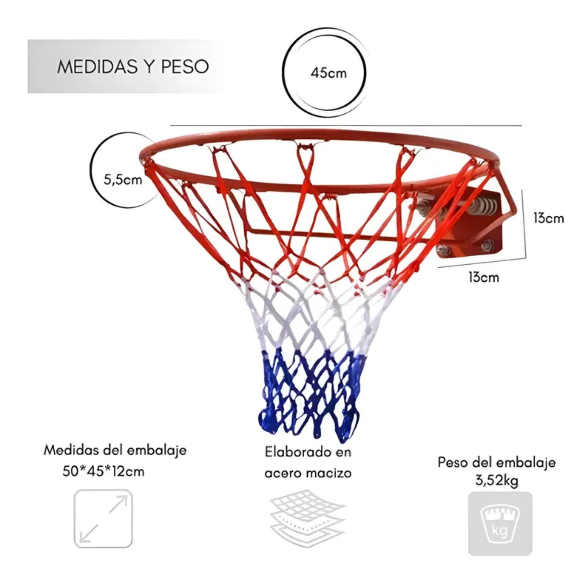 Aro Basquetbol Acero Macizo Retractil 45cm con Red-2