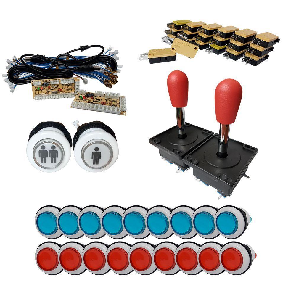 Kit arcade USB palanca Tipo calle botón Azul y rojo-0
