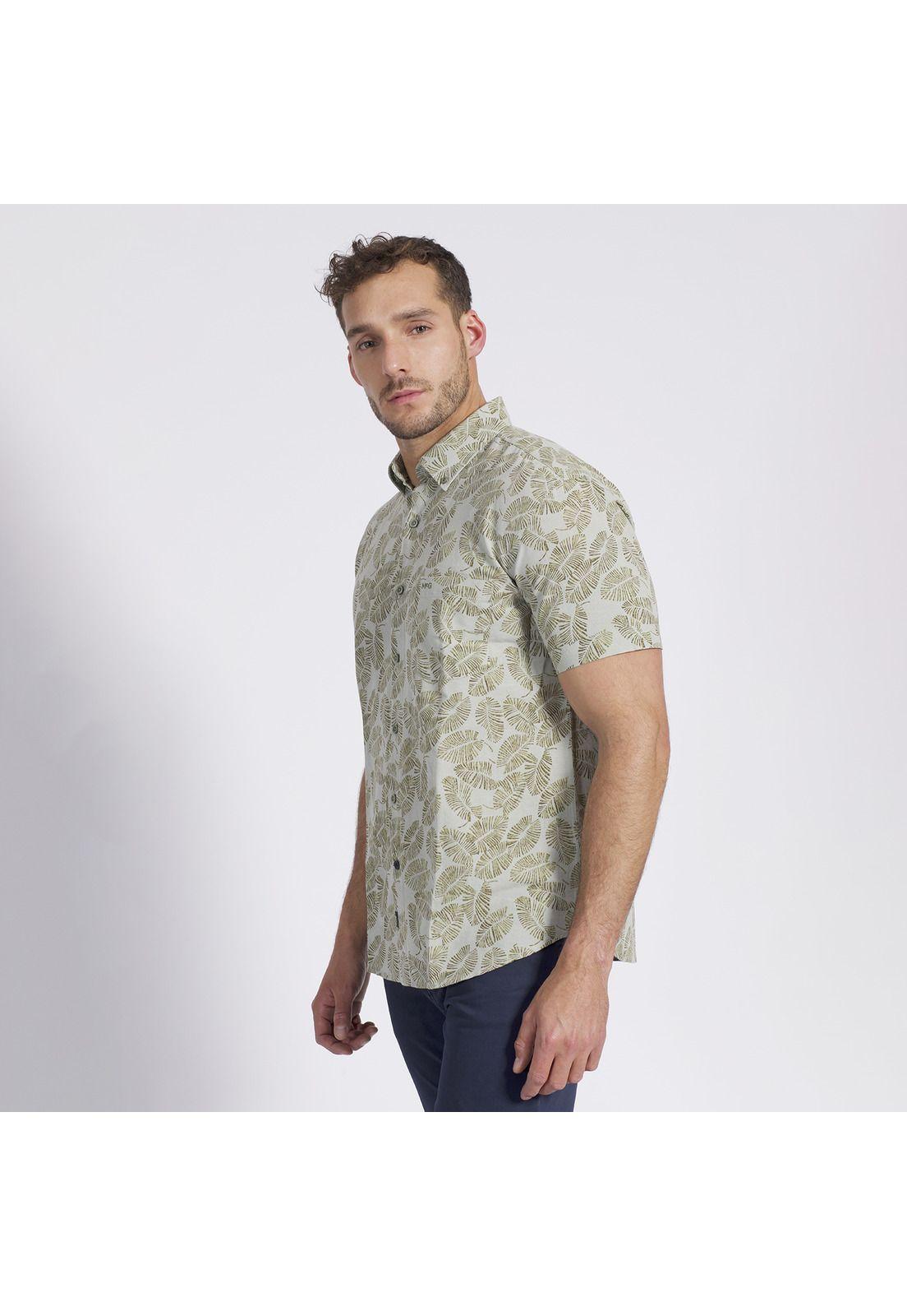 Camisa Manga Corta Estampada Regular Fit Lino Arena-2