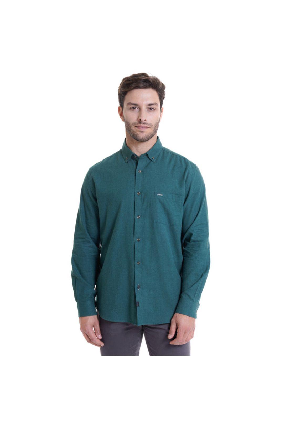 Camisa Algodón Comfort Fit Verde Petróleo-0