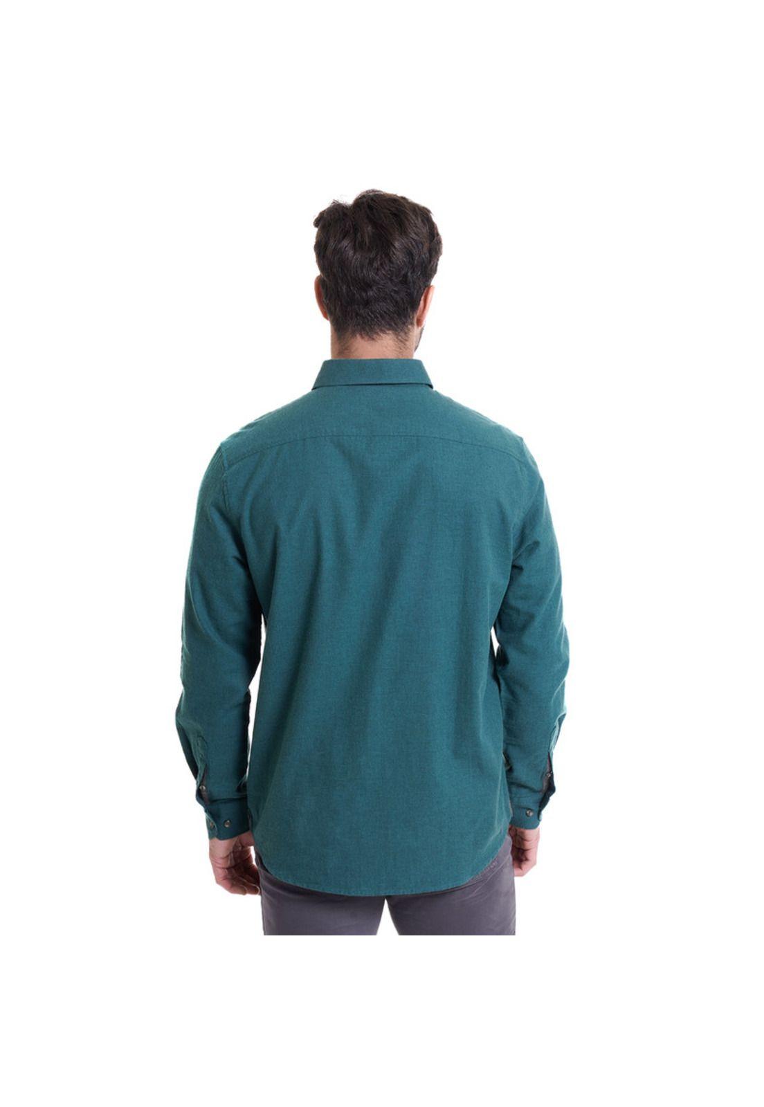 Camisa Algodón Comfort Fit Verde Petróleo-1