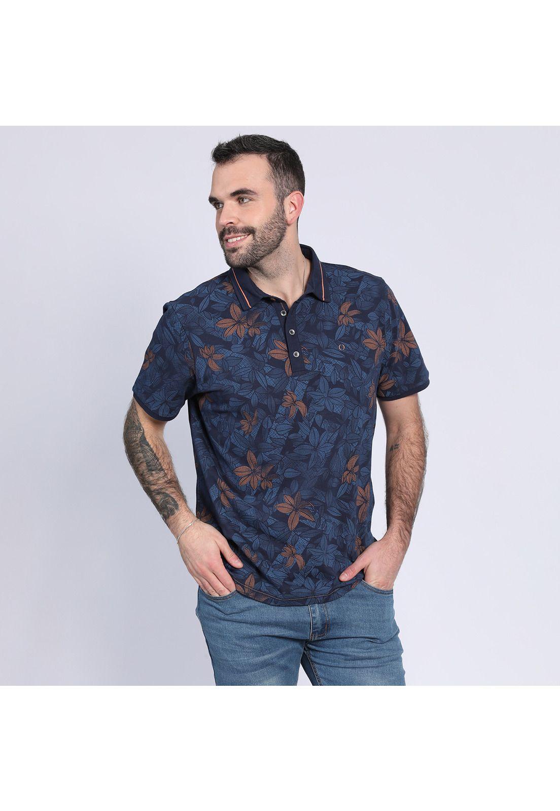 Polera Estampado Floral Azul marino-0