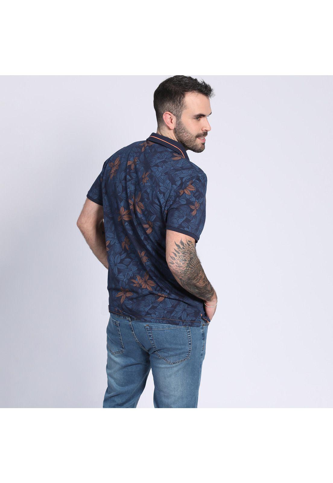 Polera Estampado Floral Azul marino-1