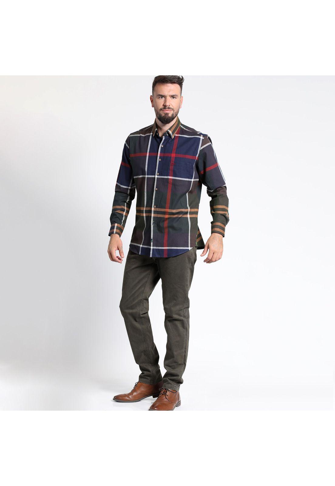 CAMISA MANGA LARGA VILLELA CUADRILLÉ YD REGULAR FIT SPANDEX-0