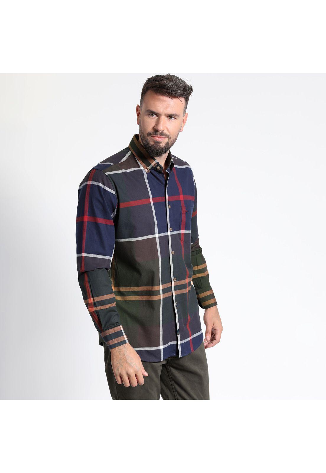 CAMISA MANGA LARGA VILLELA CUADRILLÉ YD REGULAR FIT SPANDEX-2