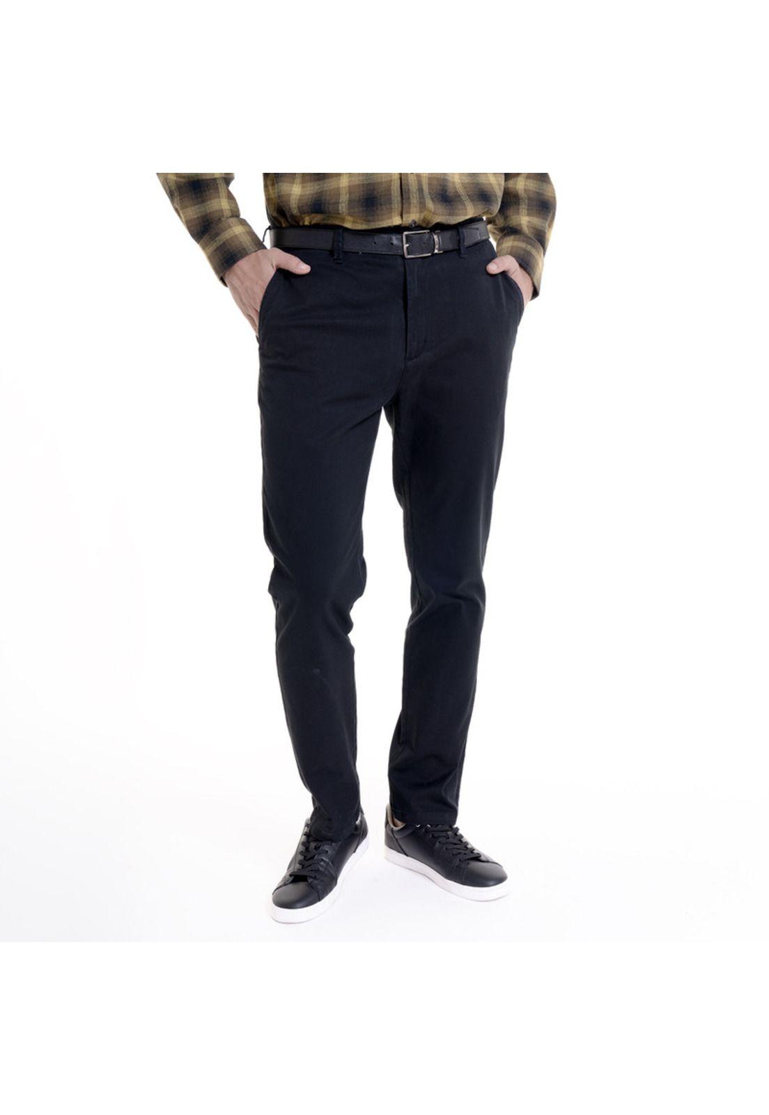 Pantalón Frente Plano Spandex Negro-0