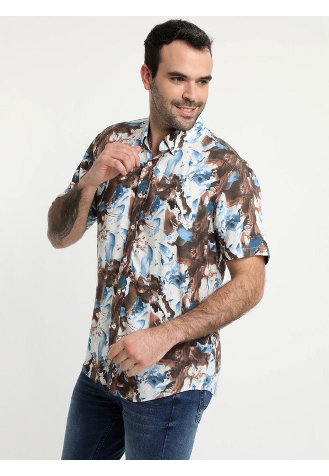 Camisa Guayabera Abstracta Café-0