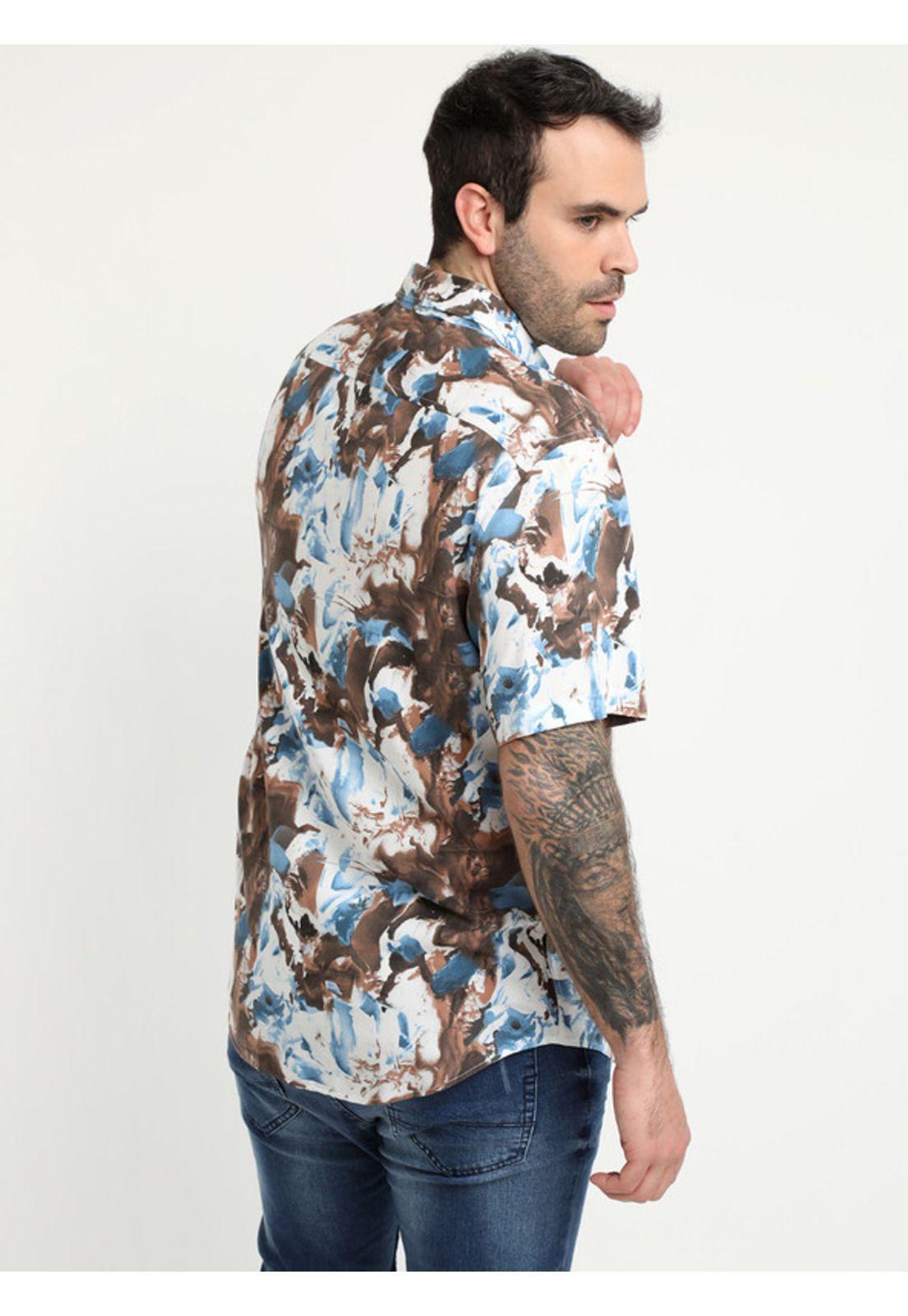 Camisa Guayabera Abstracta Café-1