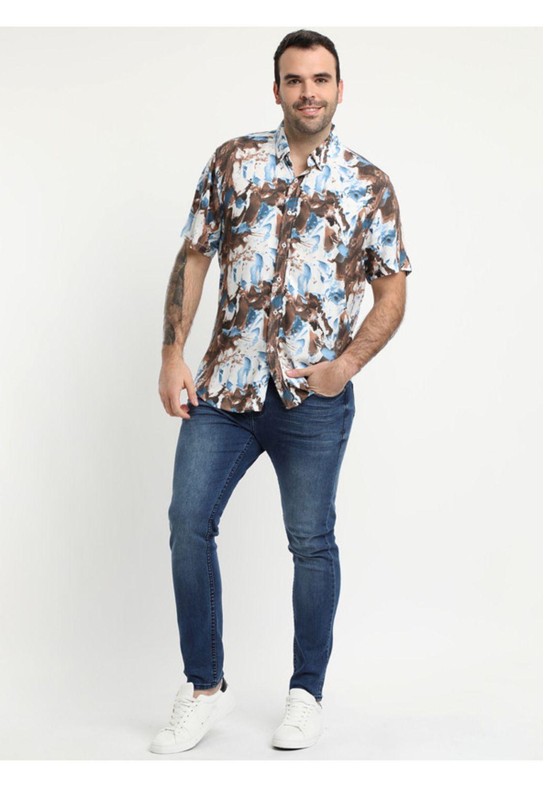 Camisa Guayabera Abstracta Café-2