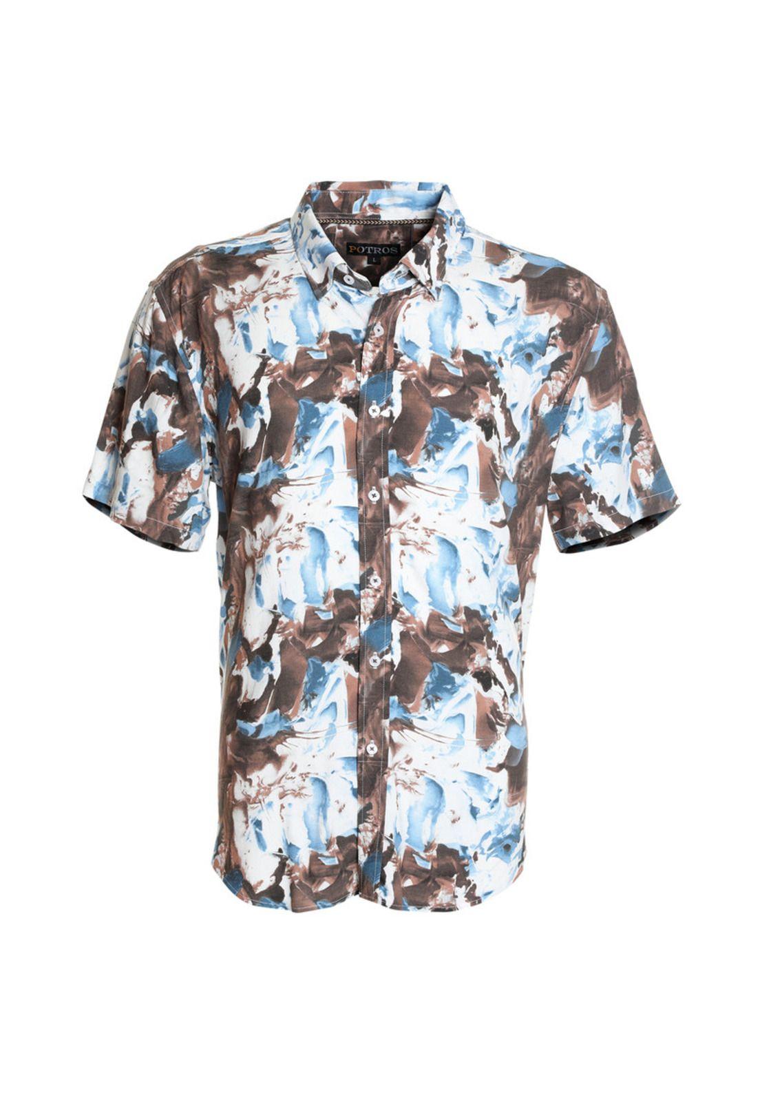 Camisa Guayabera Abstracta Café-3